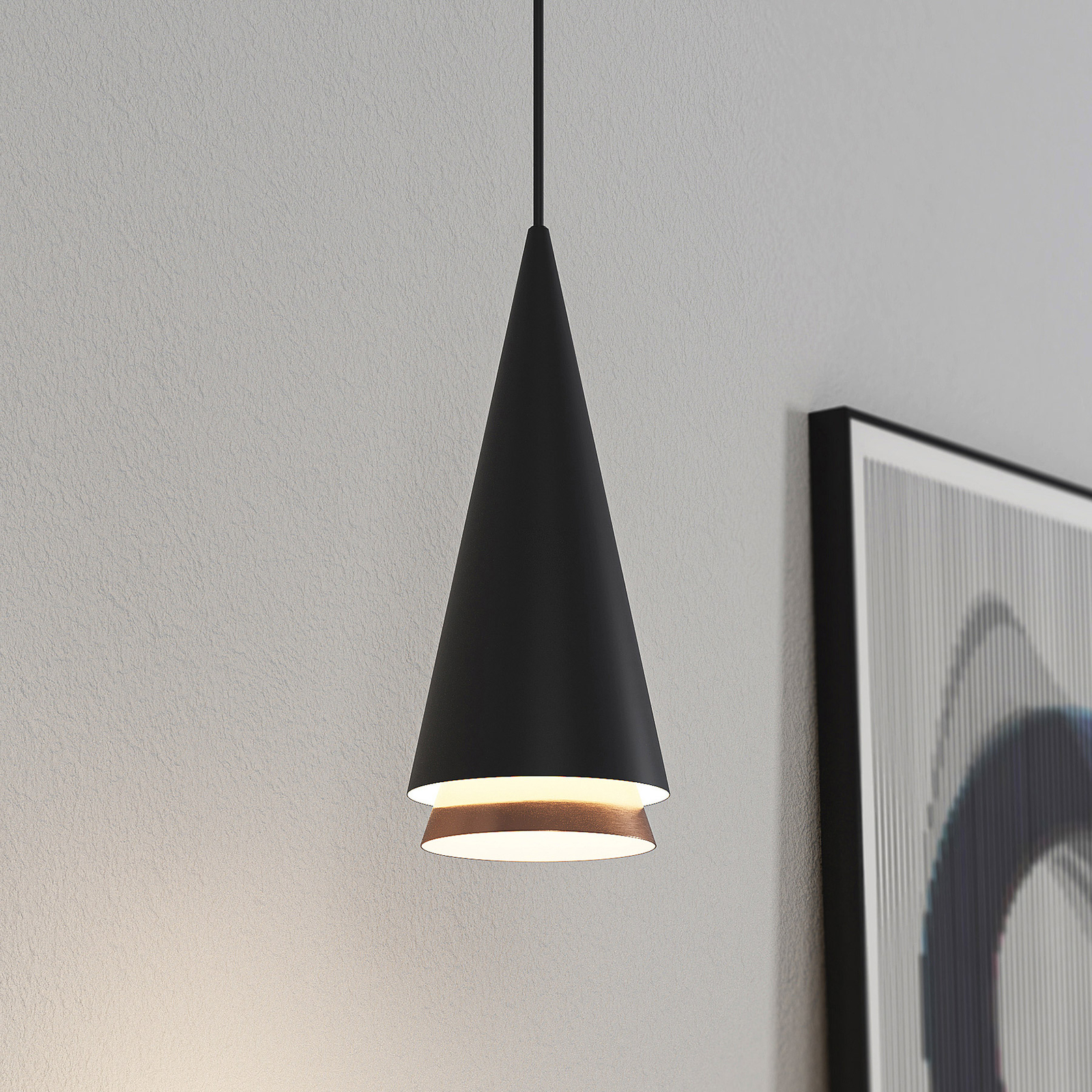 Lucande Naoh lámpara colgante, 1 luz, negro