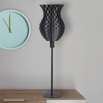 Flechtwerk table lamp, funnel shape, graphite
