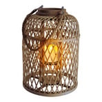 LED solar lantern basket, bamboo, height 38 cm, brown