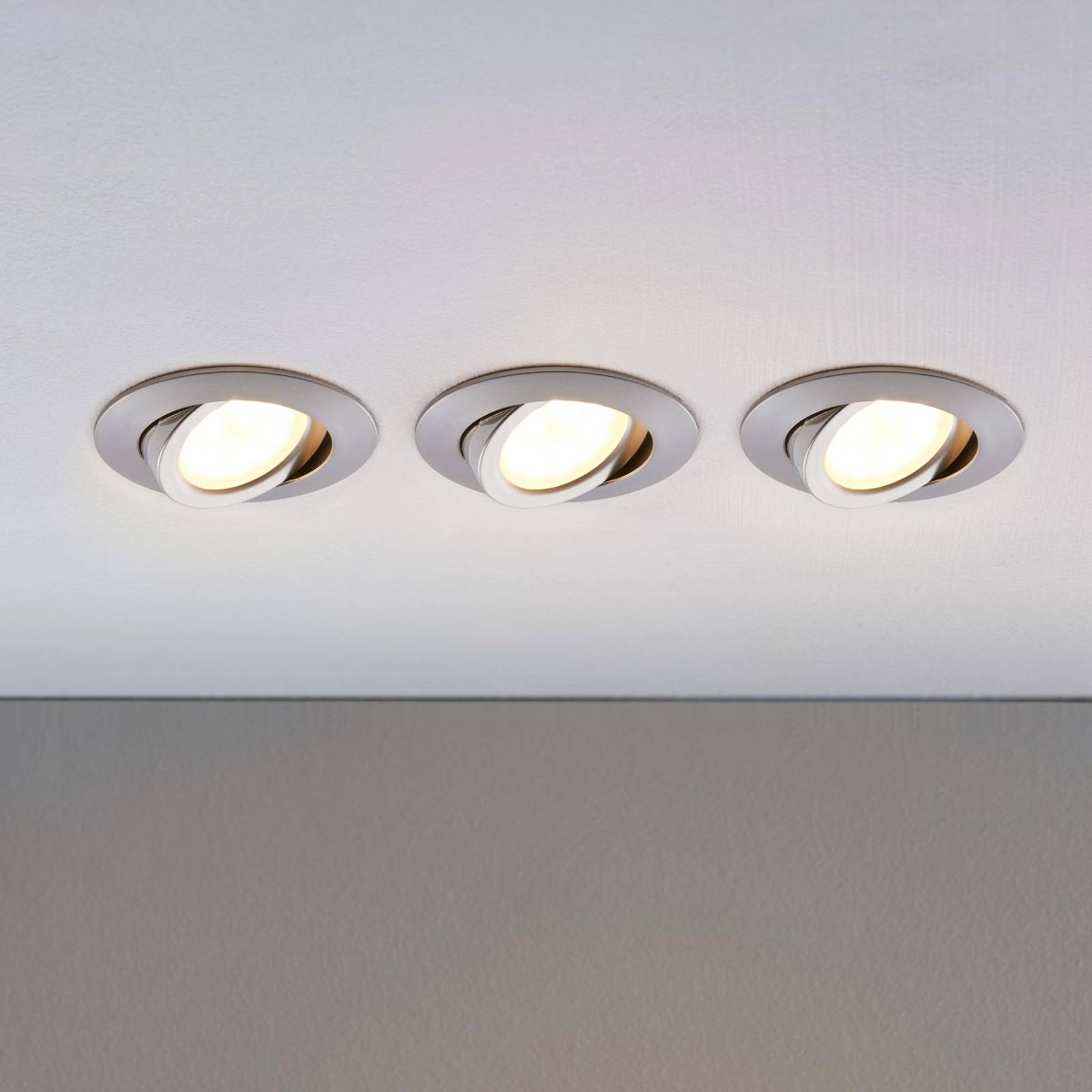 Lindby LED-inbyggnadslampa Andrej rund alum. 3-pack