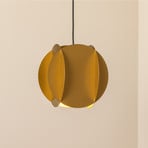 Corner pendant light, gold-coloured, 25 x 25 cm, metal, E27