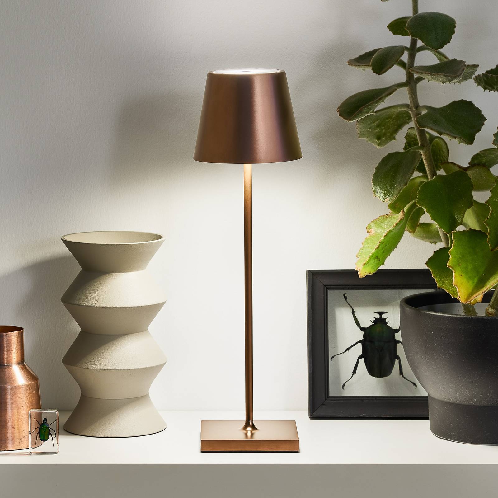 Sigor Lampe à poser LED Nuindie ronde 38 cm bronze