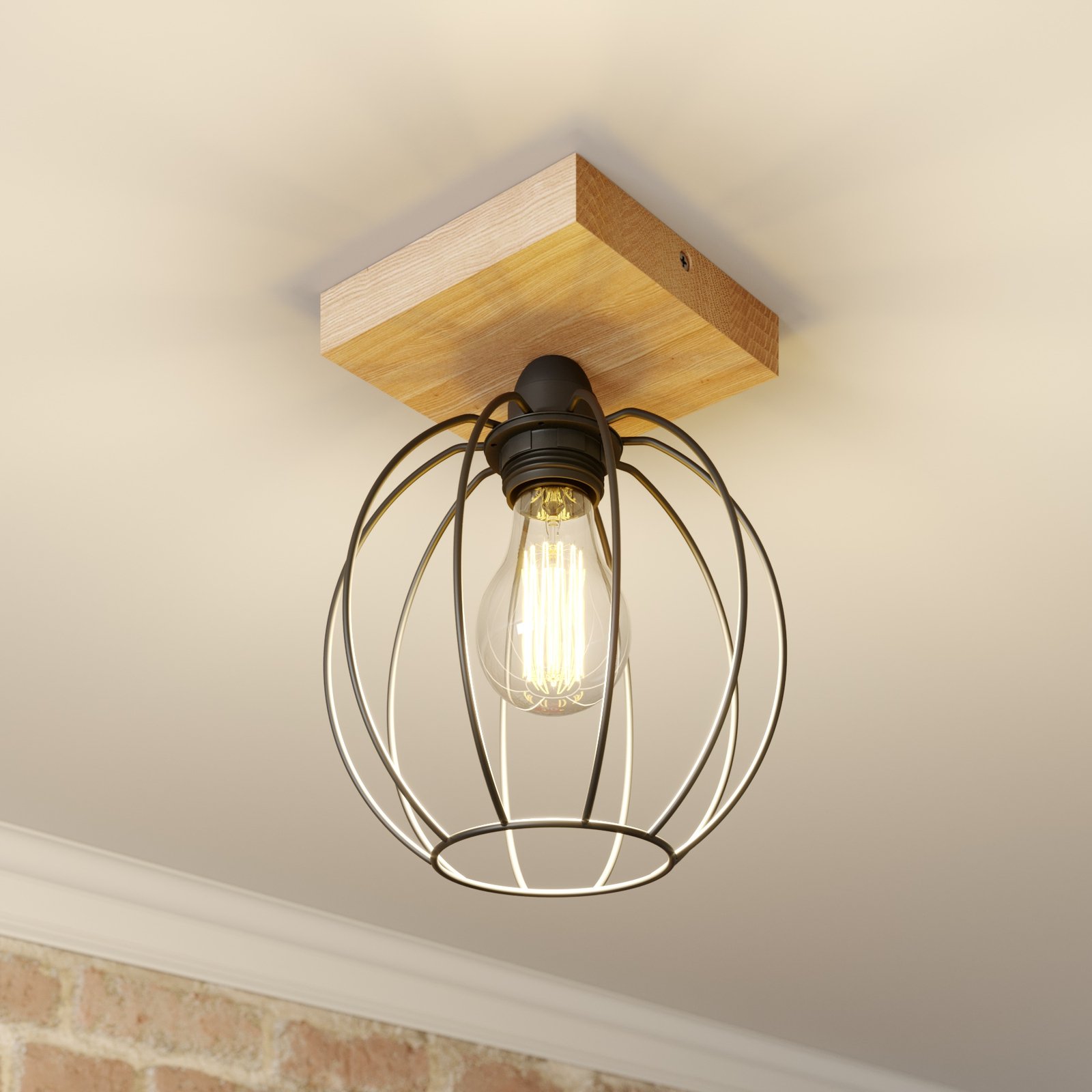 Dorett ceiling light, cage lampshade, 1-bulb