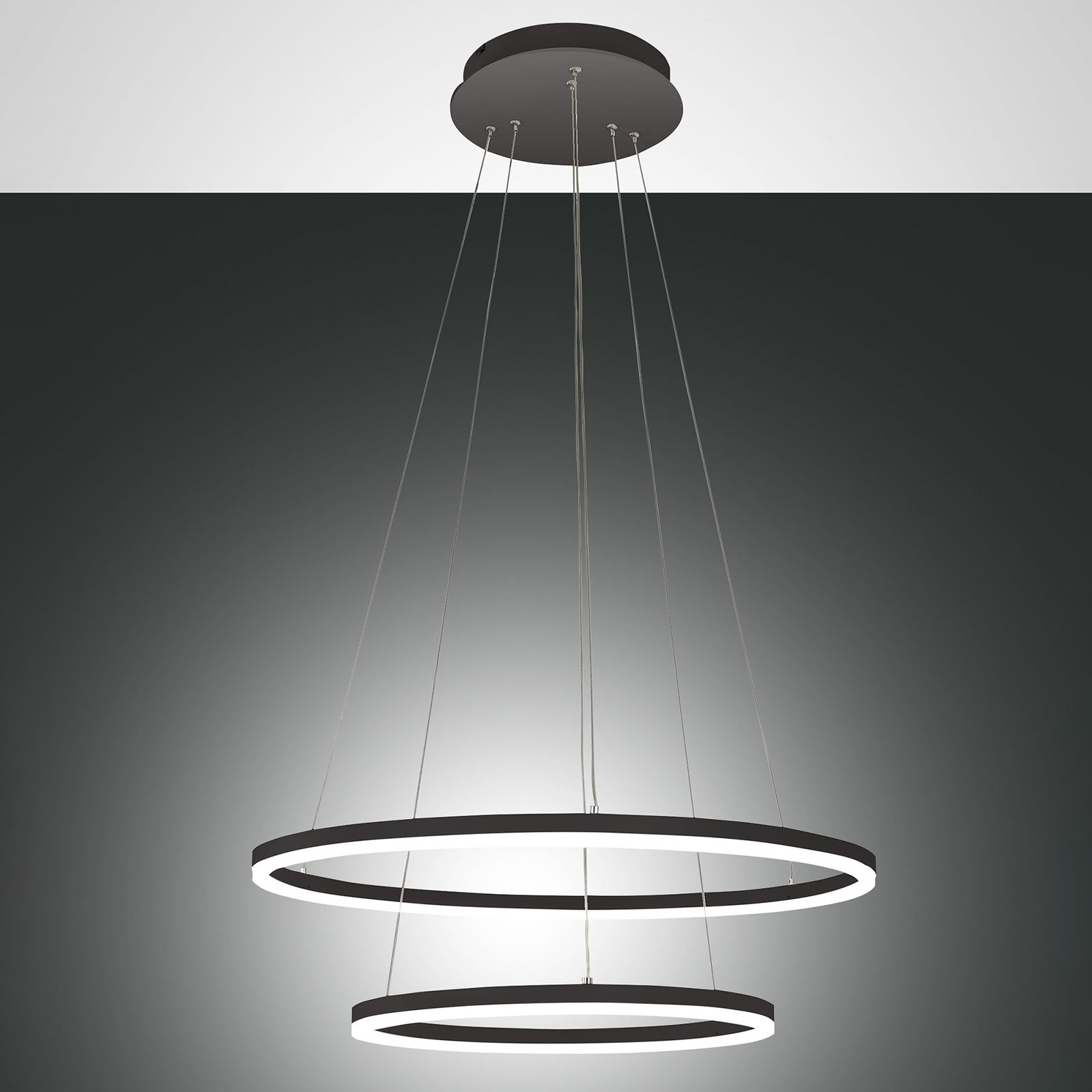 Giotto LED pendant light, two-bulb, black