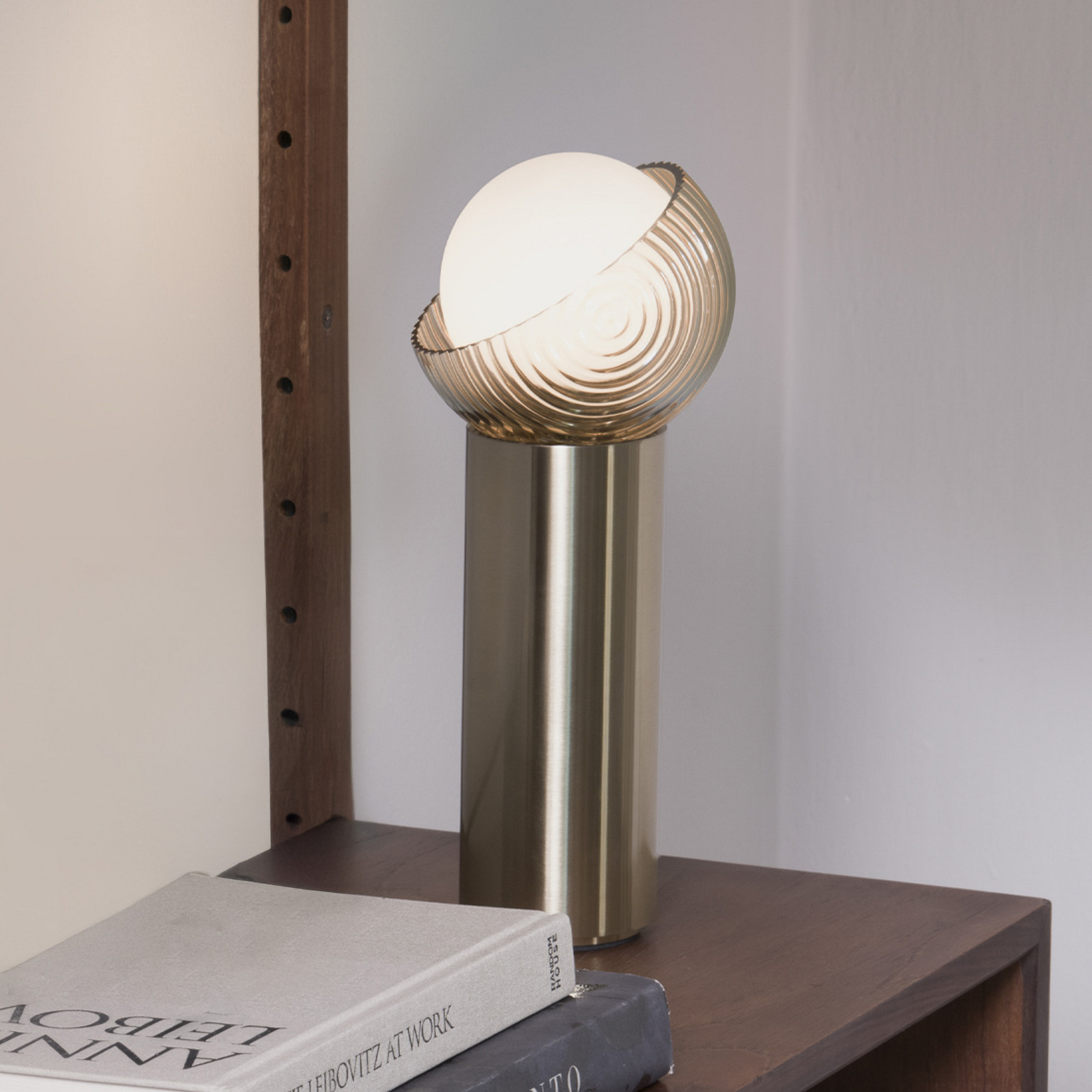 Lampa de masă IDEAL LUX Bloom alamă/chihlimbar înălțime 27 cm - Camera de zi / sufragerie - Modern - alamă chihlimbar alb - Metal