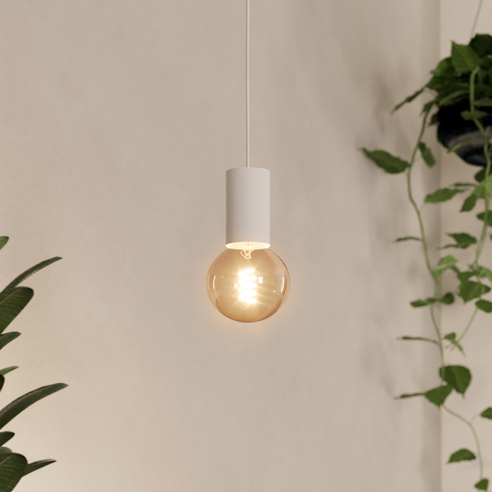 Hängeleuchte Pozueta 1, einflammig, weiß