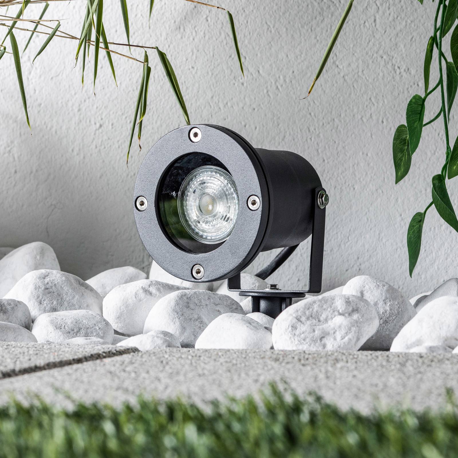 Lindby Tessa – venkovní reflektor s kolíkem v šedé barvě
