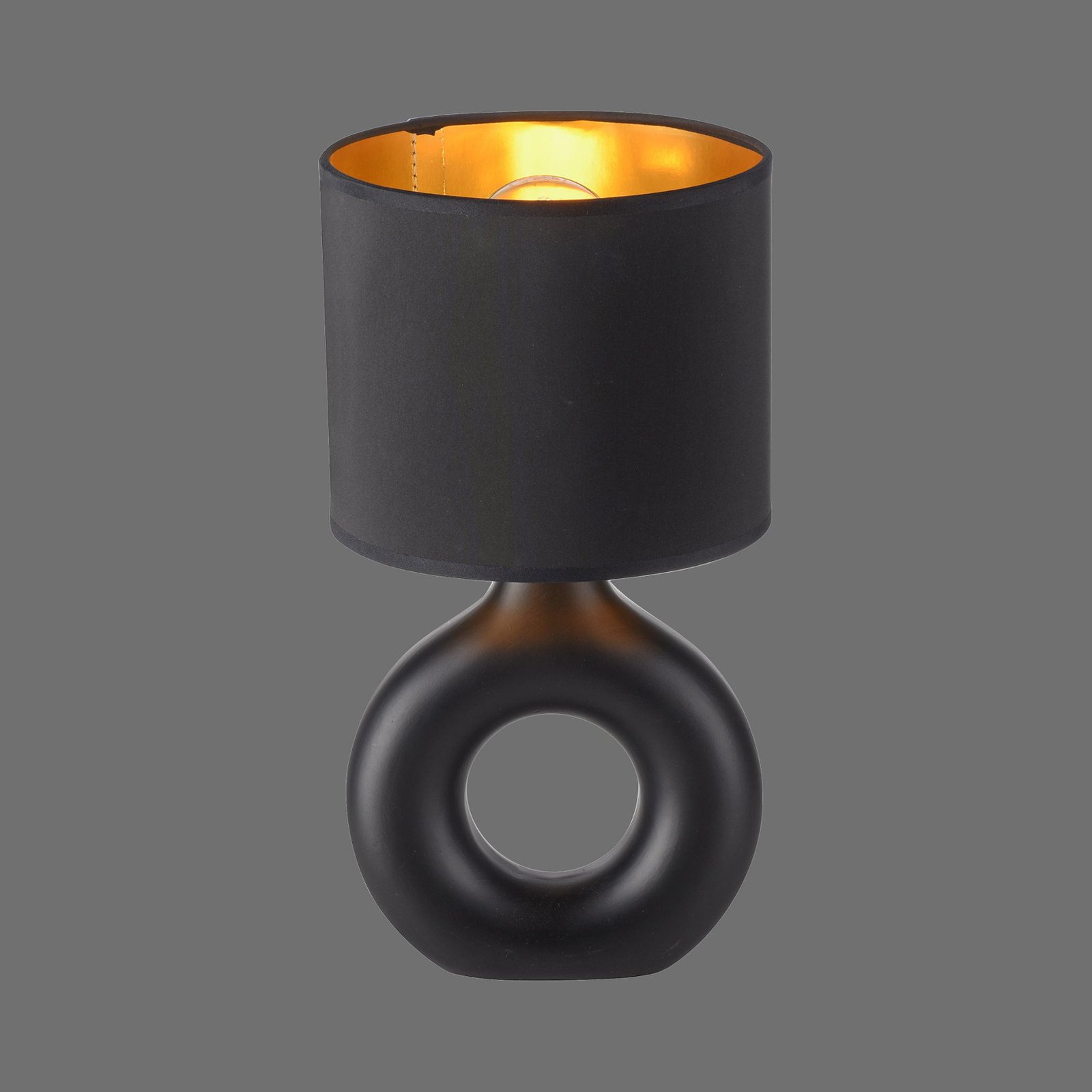 JUST LIGHT. Lampa stołowa Carara, ceramiczna podstawa, czarna