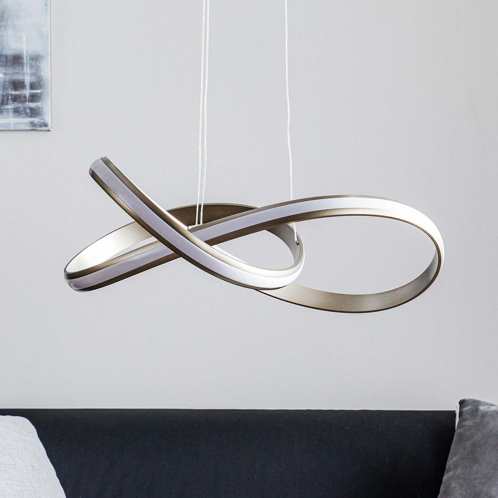 Paul Neuhaus Lampă pendul LED Melinda 30W dimabilă gri-oțel - Camera de zi / sufragerie - design - Metal