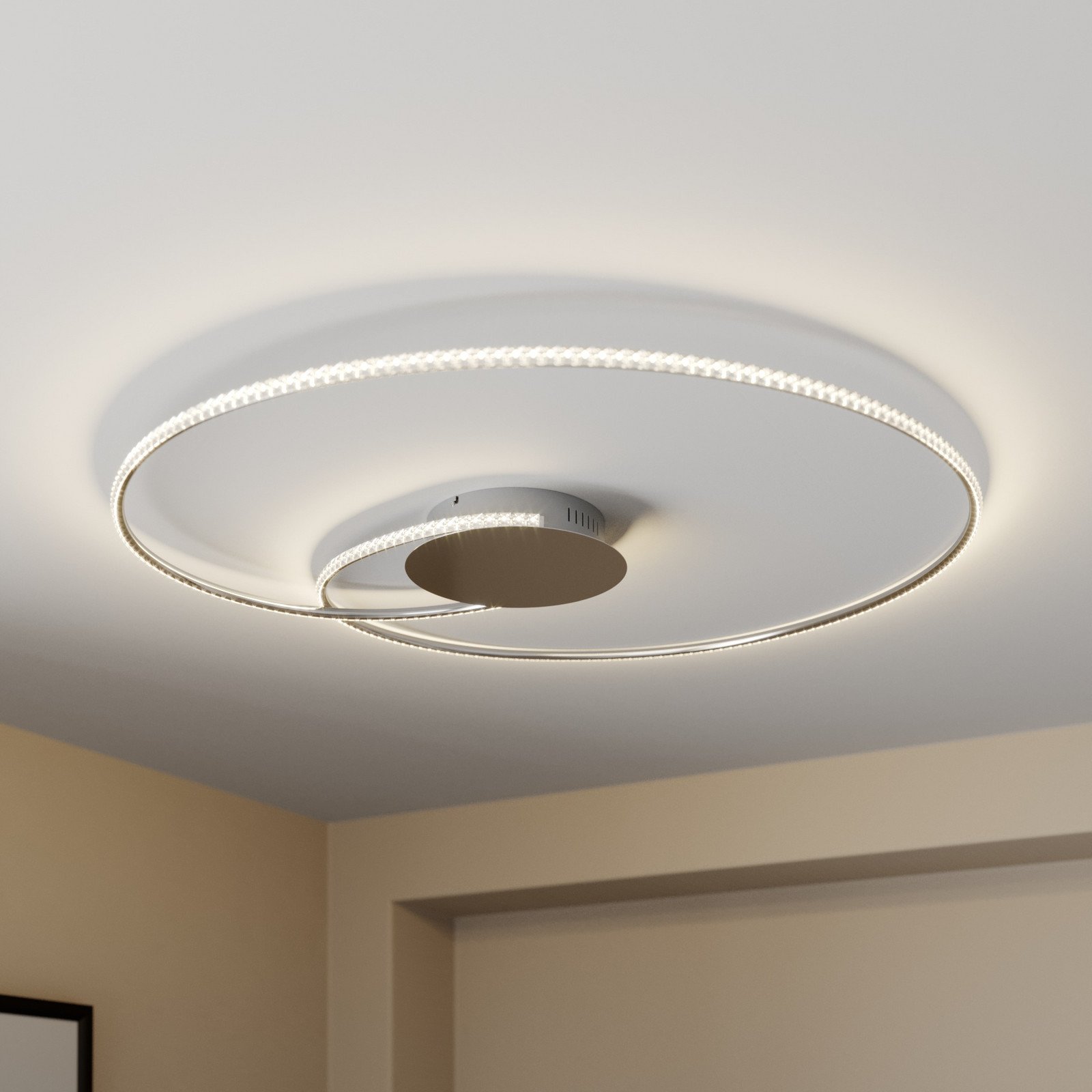 Lindby plafonieră LED Joline Ø 90 cm cristale metal - Camera de zi / sufragerie - Modern - crom clar