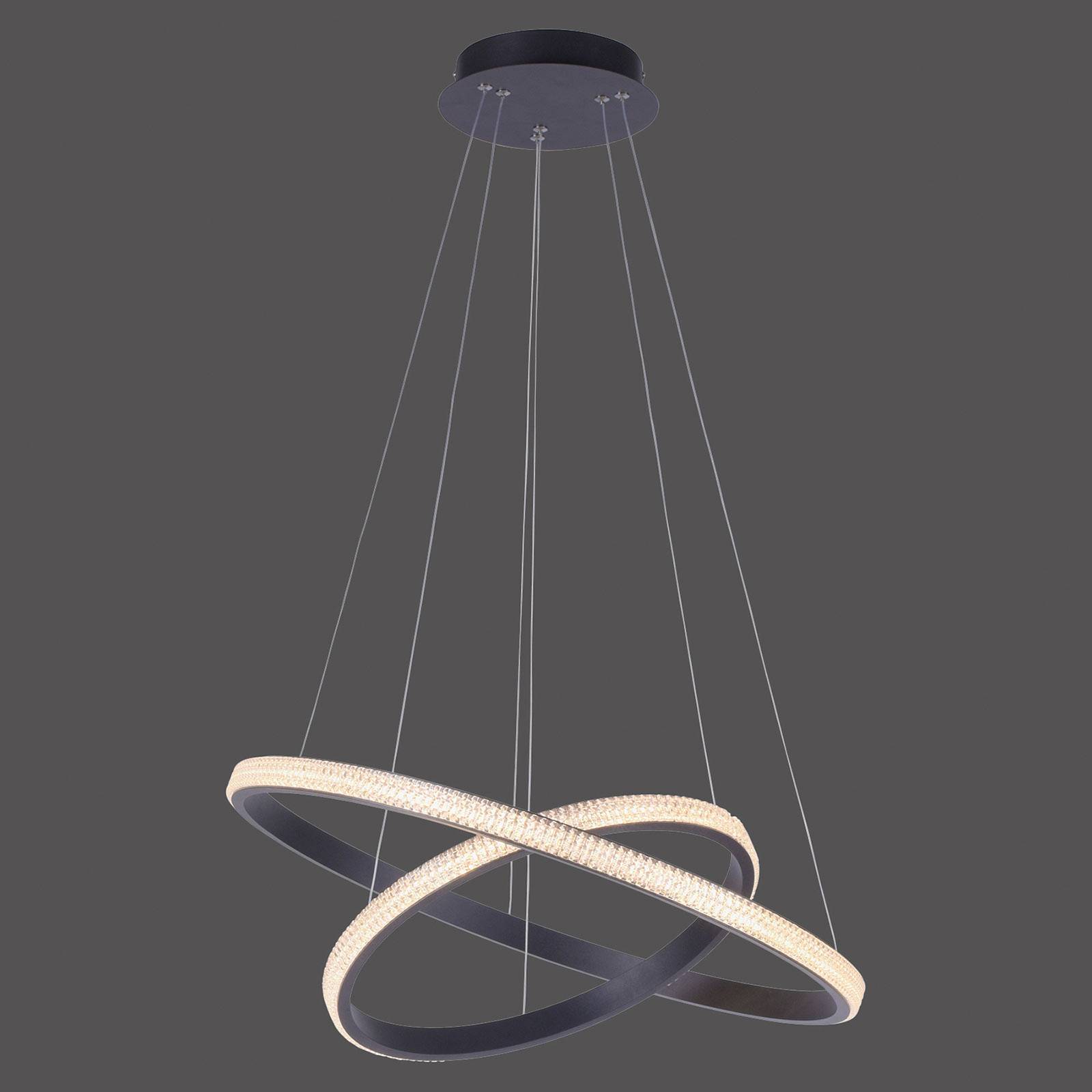 Lampa wisząca LED Musa, 2 pierścienie, czarna