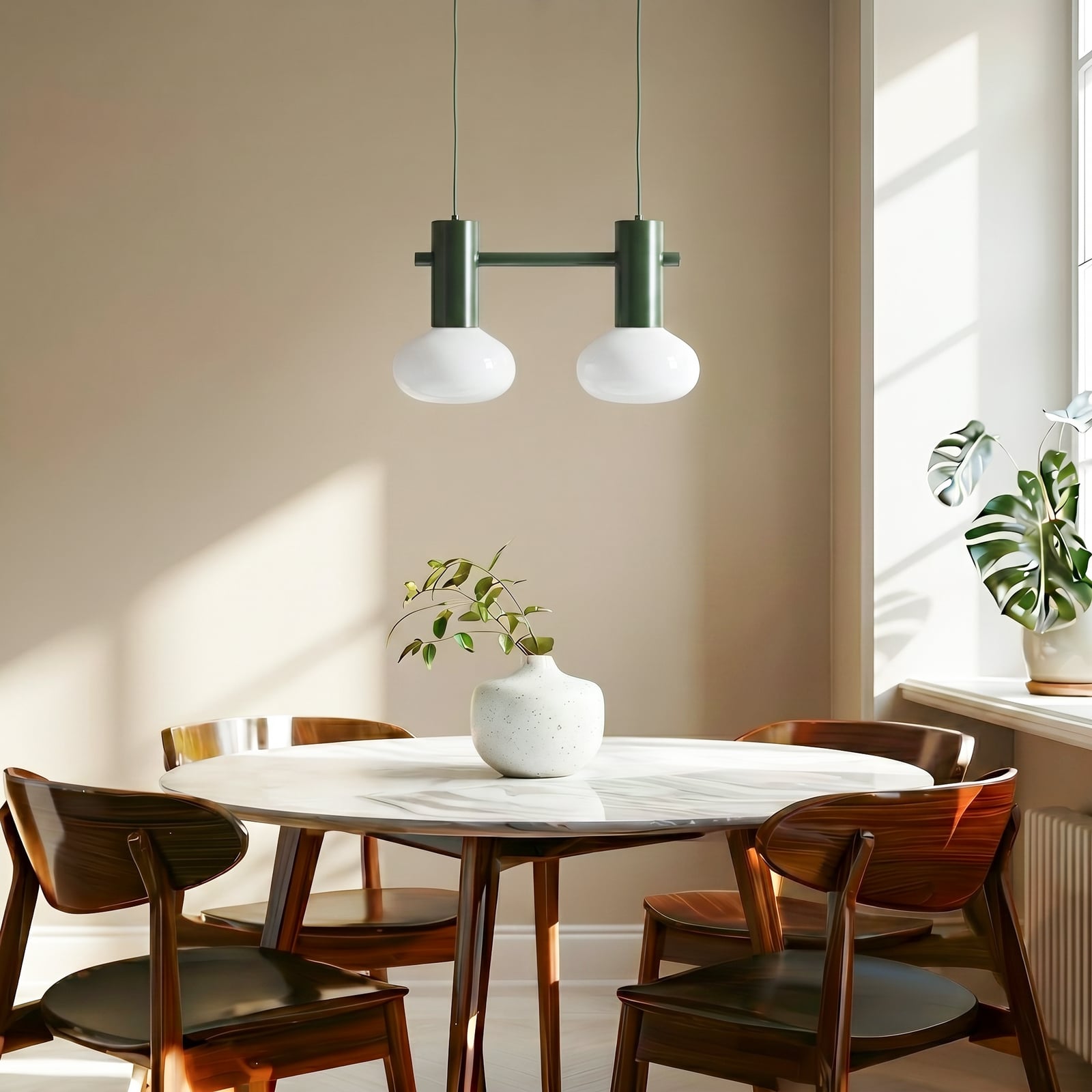 Suspension Flo, verte, à 2 lampes, verre - ALDEX