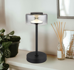 Lampada da tavolo LED Belinda, grigio fumo, altezza 33 cm, metallo