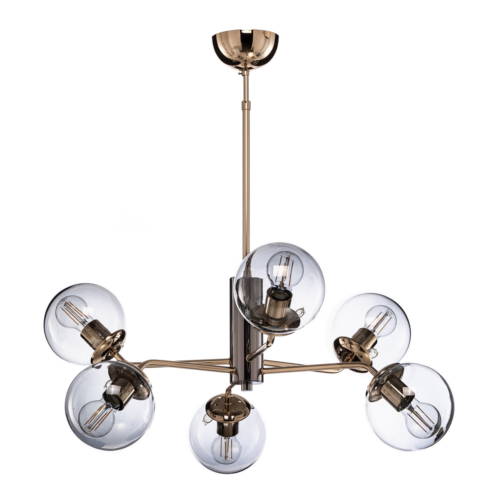Santon chandelier, black chrome, 6-bulb
