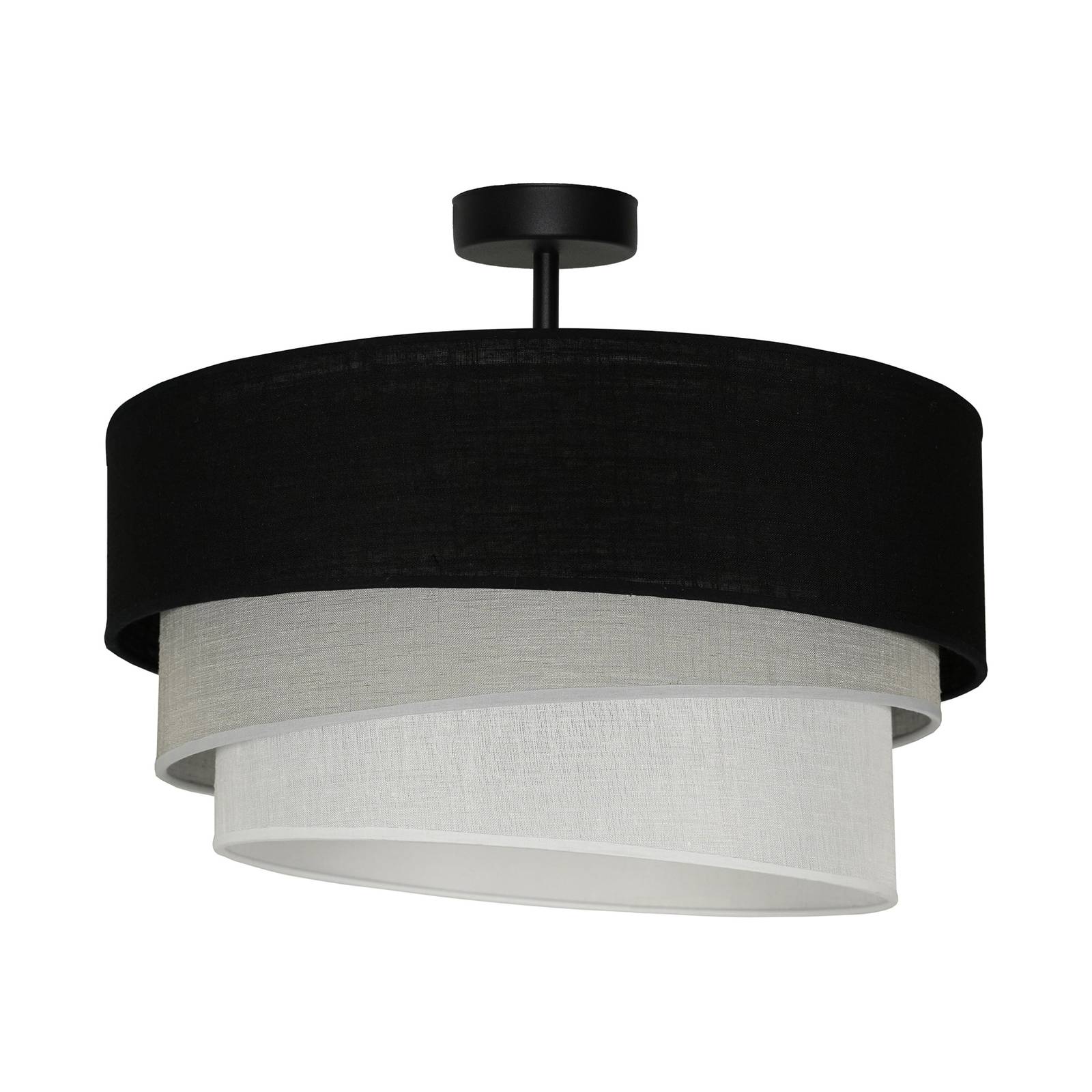 Euluna Deckenlampe Trio, schwarz/grau/weiß, Textil, Ø 45 cm