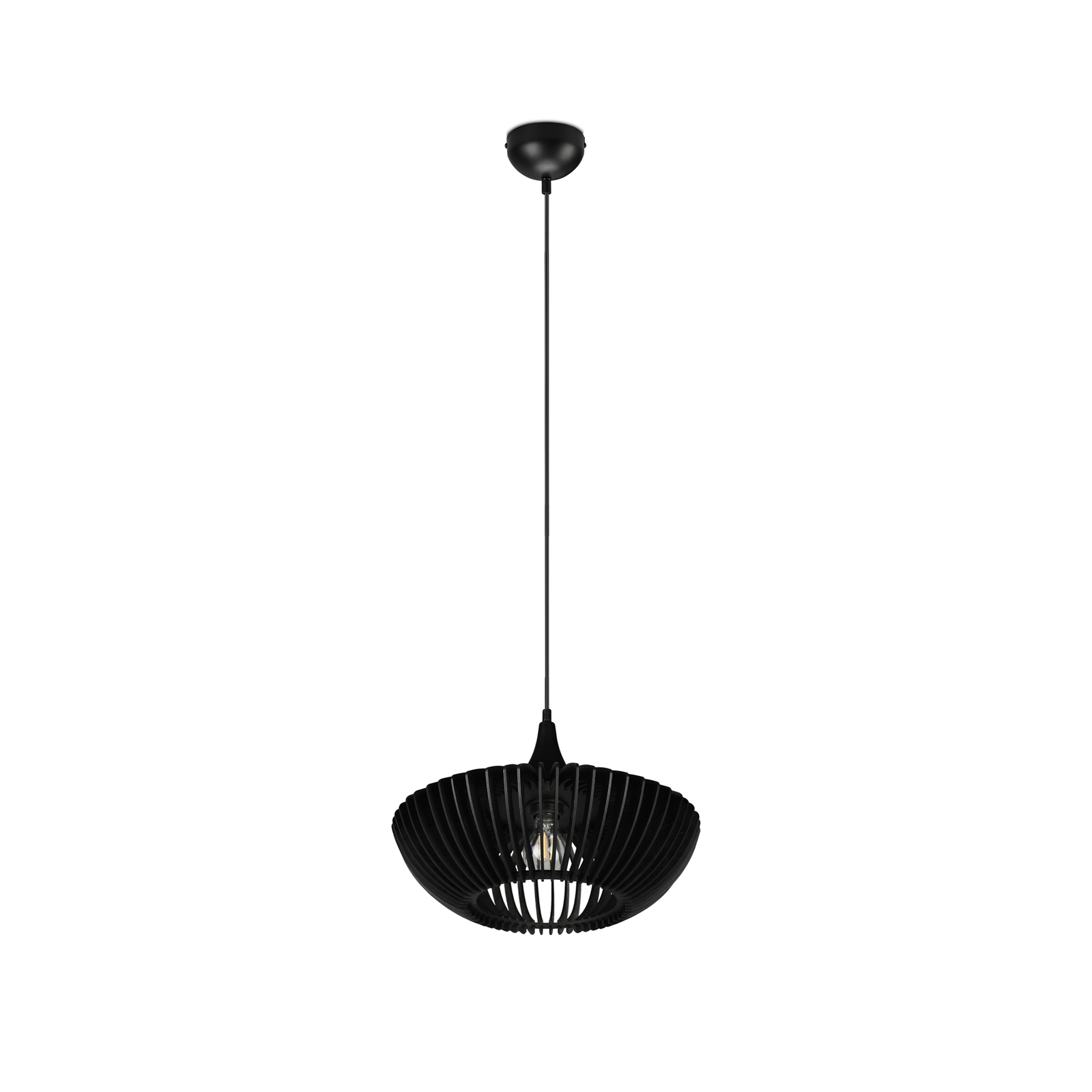 Hanglamp Colino van houtlamellen, zwart