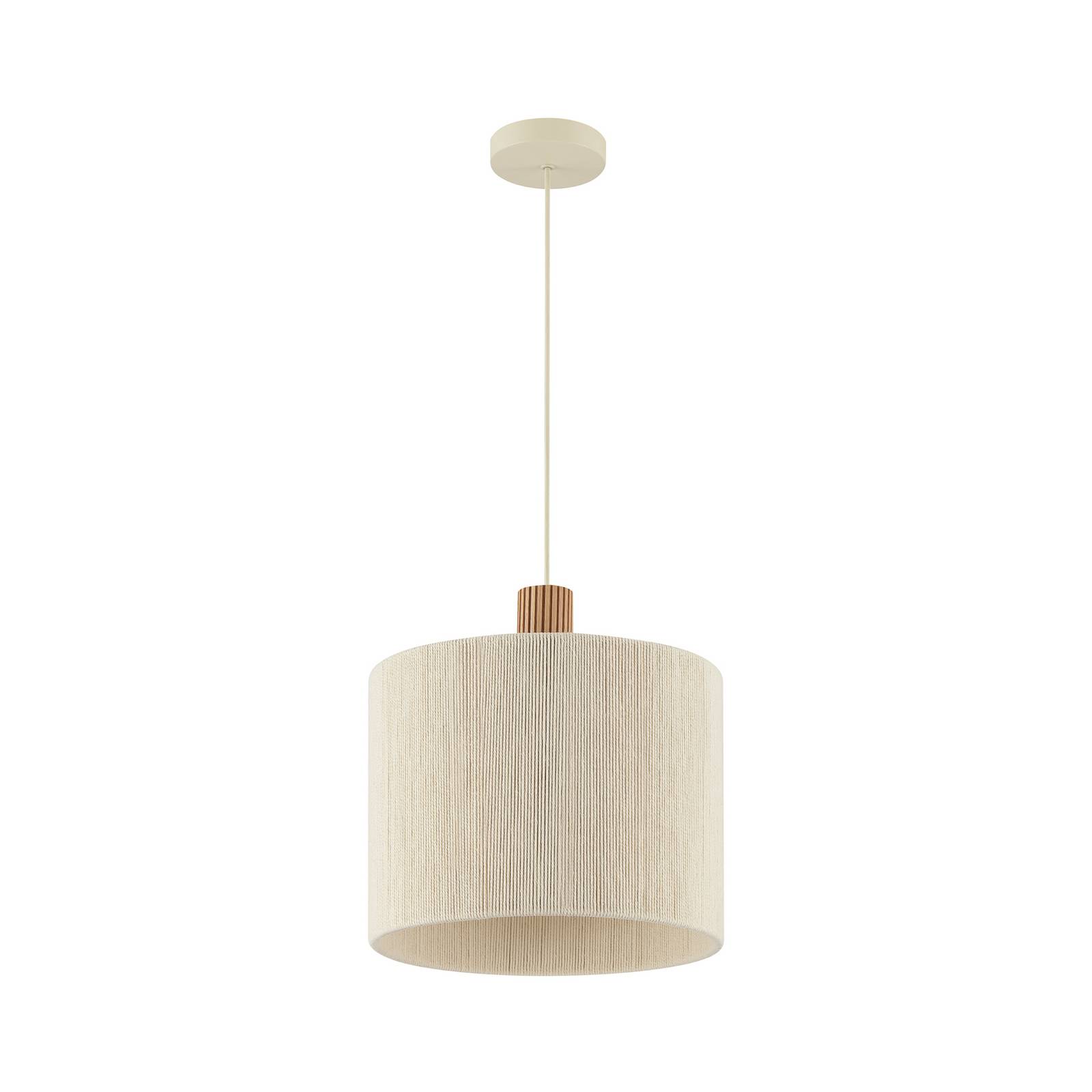 Pendelleuchte Arlo, beige, Textil/Holz, Ø 35 cm, 1-flammig