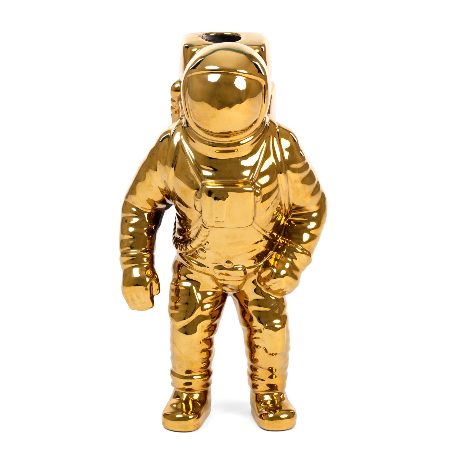 SELETTI Vase Cosmic Diner Starman, gold. H 28 cm, Porzellan