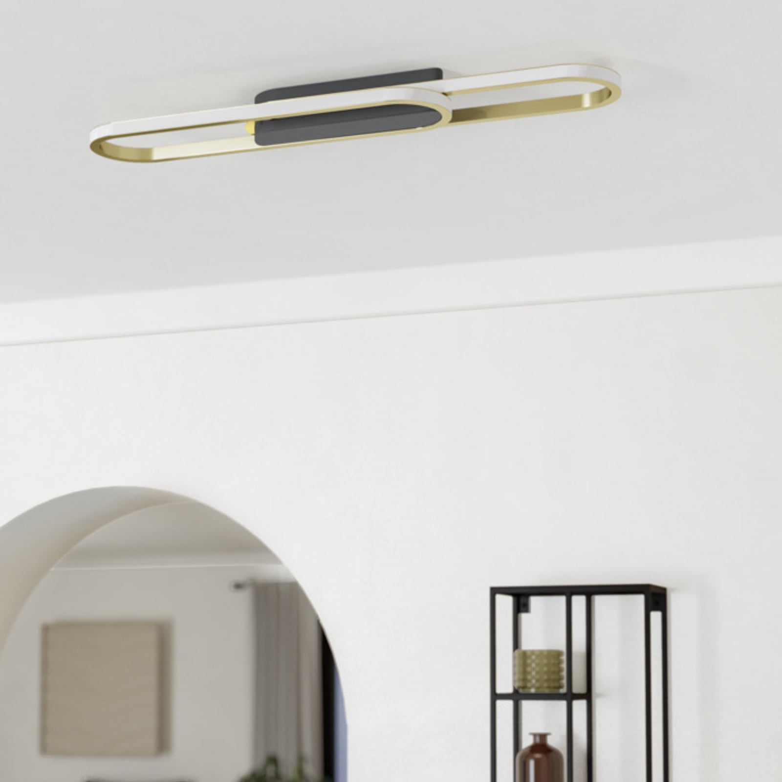 Plafonnier LED EGLO CONIVARENA, noir/laiton, 69 cm, CCT Plafonnier LED EGLO CONIVARENA, noir/laiton, 69 cm, CCT