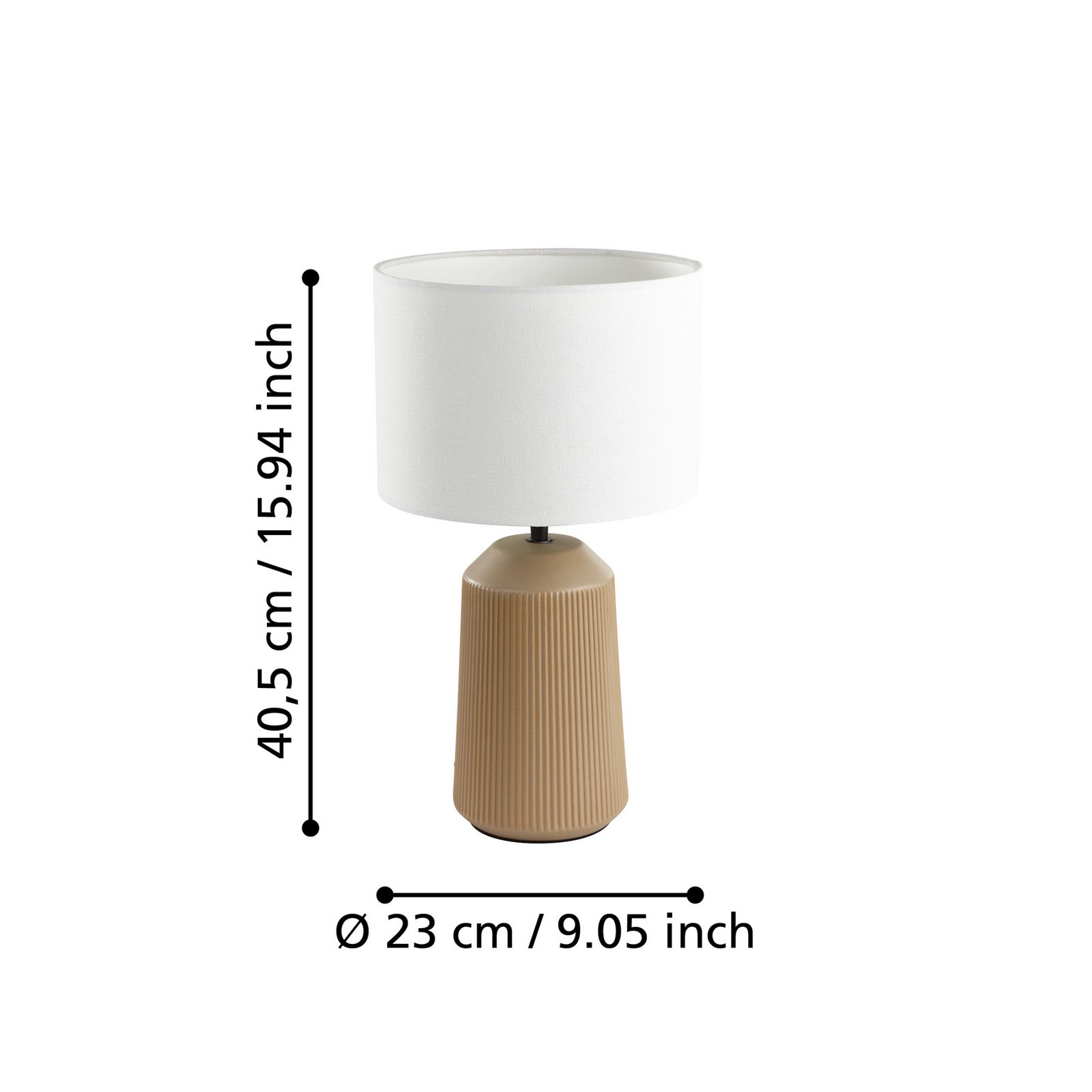 Capalbio table lamp, sand base/white lampshade