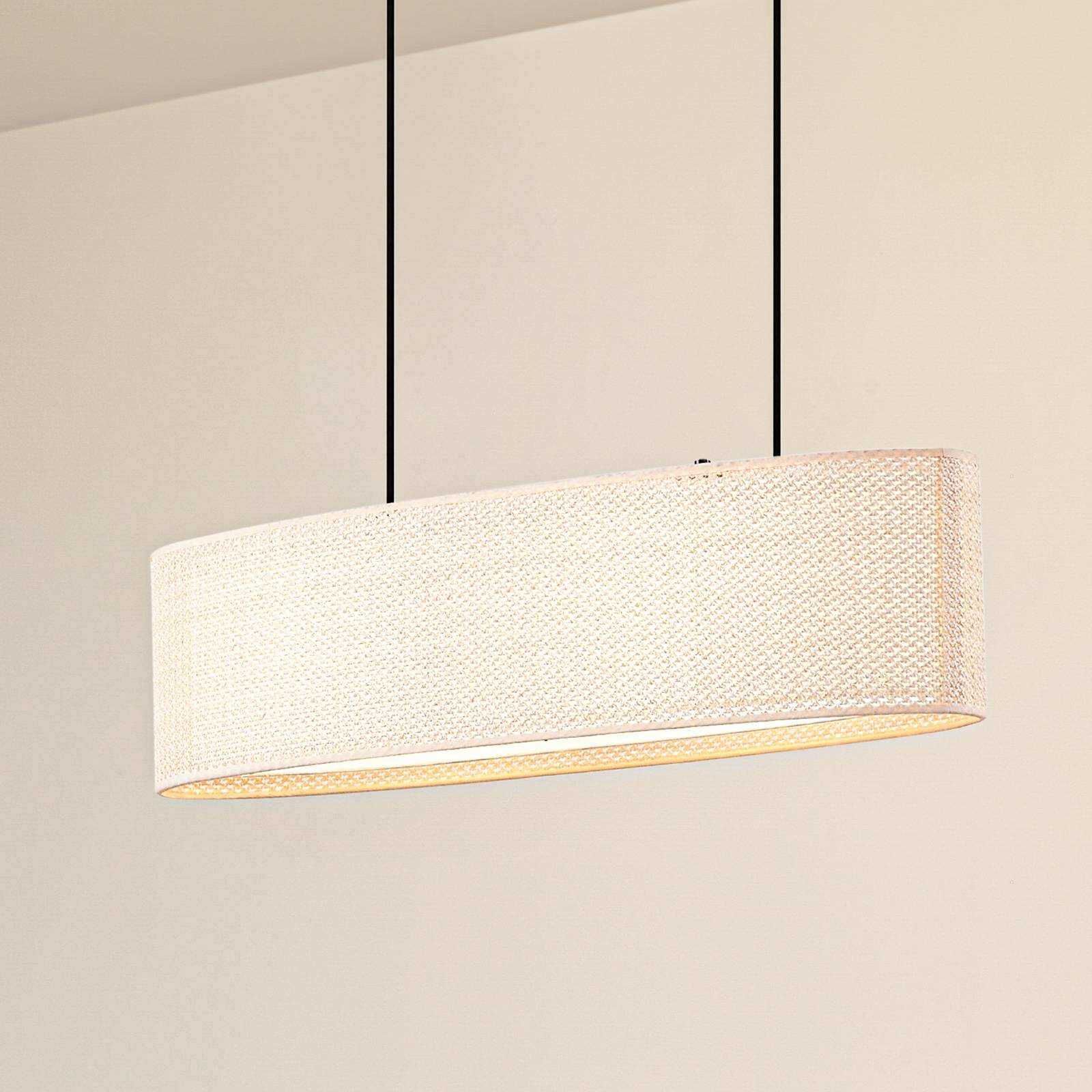 Lindby Hängeleuchte Soula, 78 cm, beige, Kunststoff, E27 günstig online kaufen