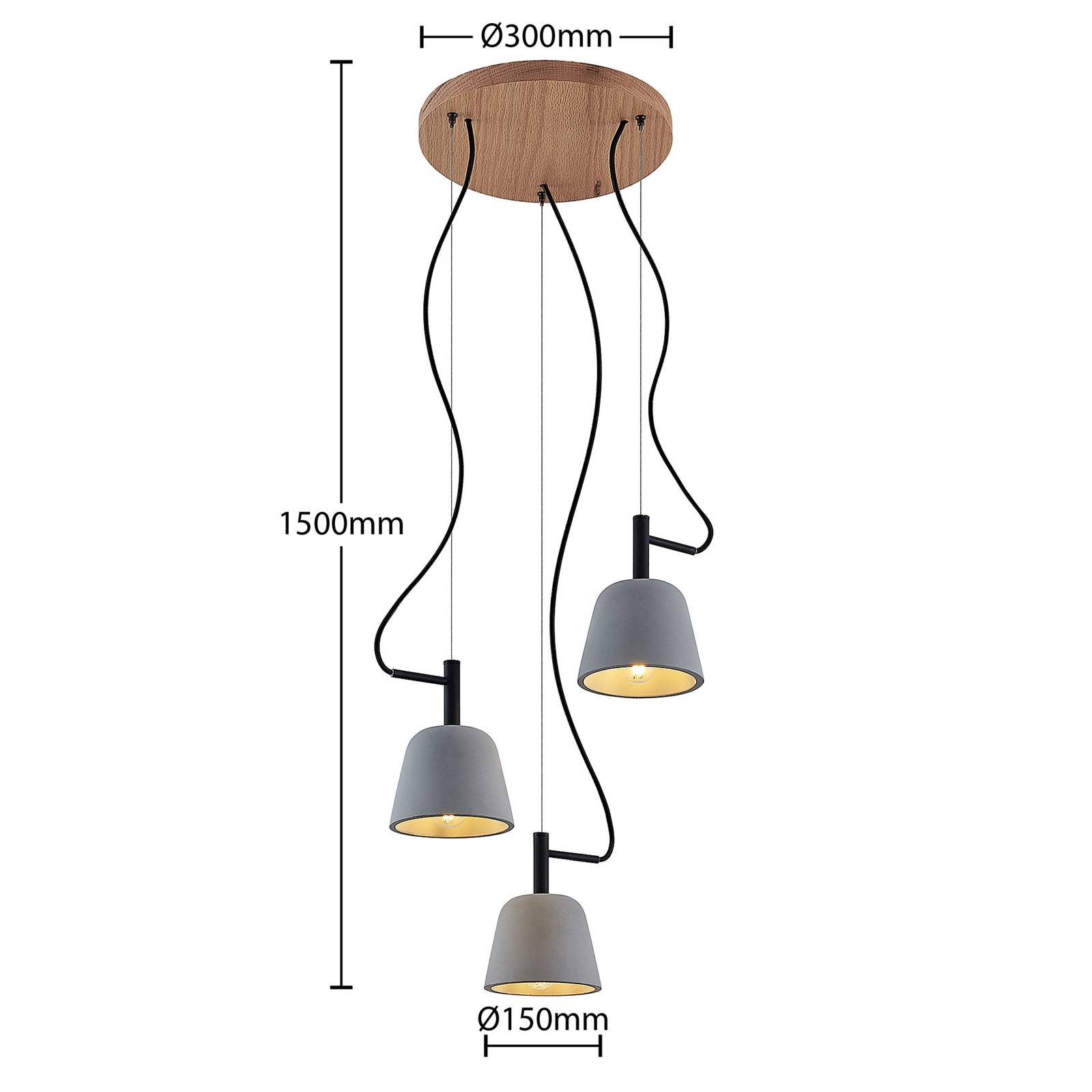 Lucande Otavis lampa wisząca z betonu, 3-punktowa