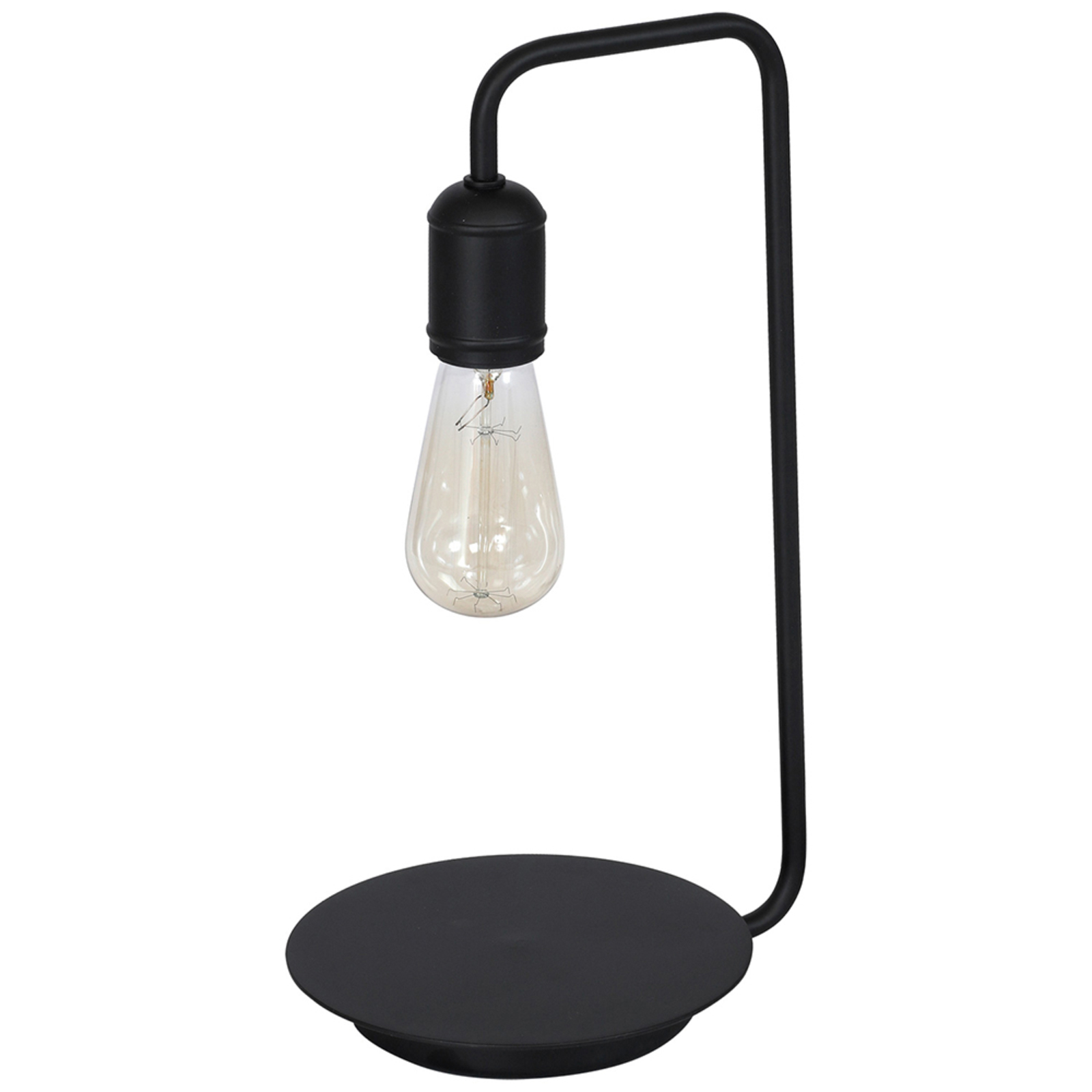 LUMINEX 8985 table lamp with an open socket, black, for Living / Dining Room, metal, E27, 60 W, energy efficiency: A++, W: 18 cm, H: 38 cm