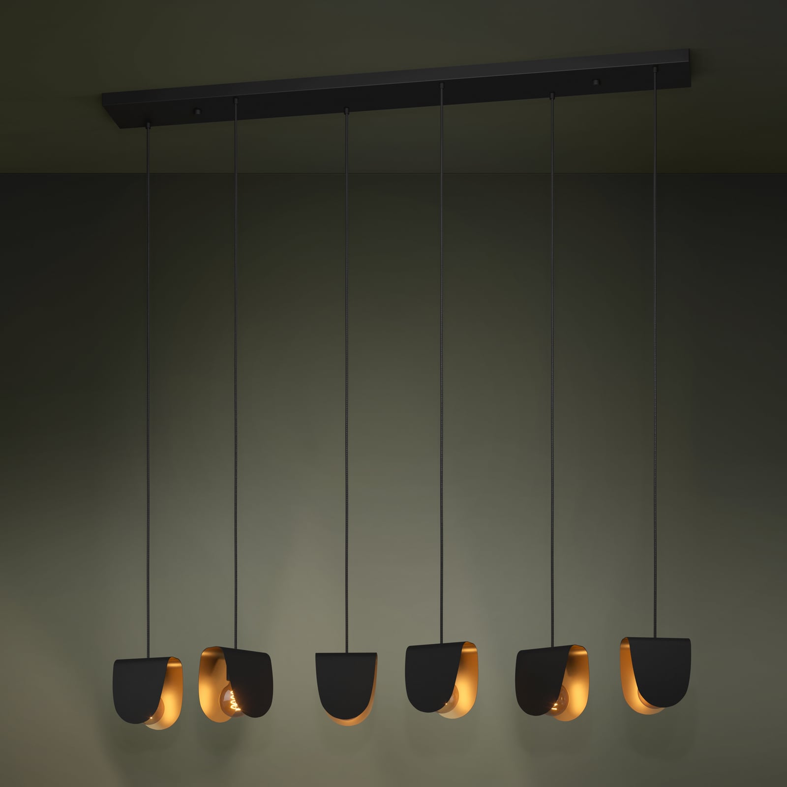 Závěsné světlo Serenara 6-ramenné černé/zlaté - EGLO Stars of Light