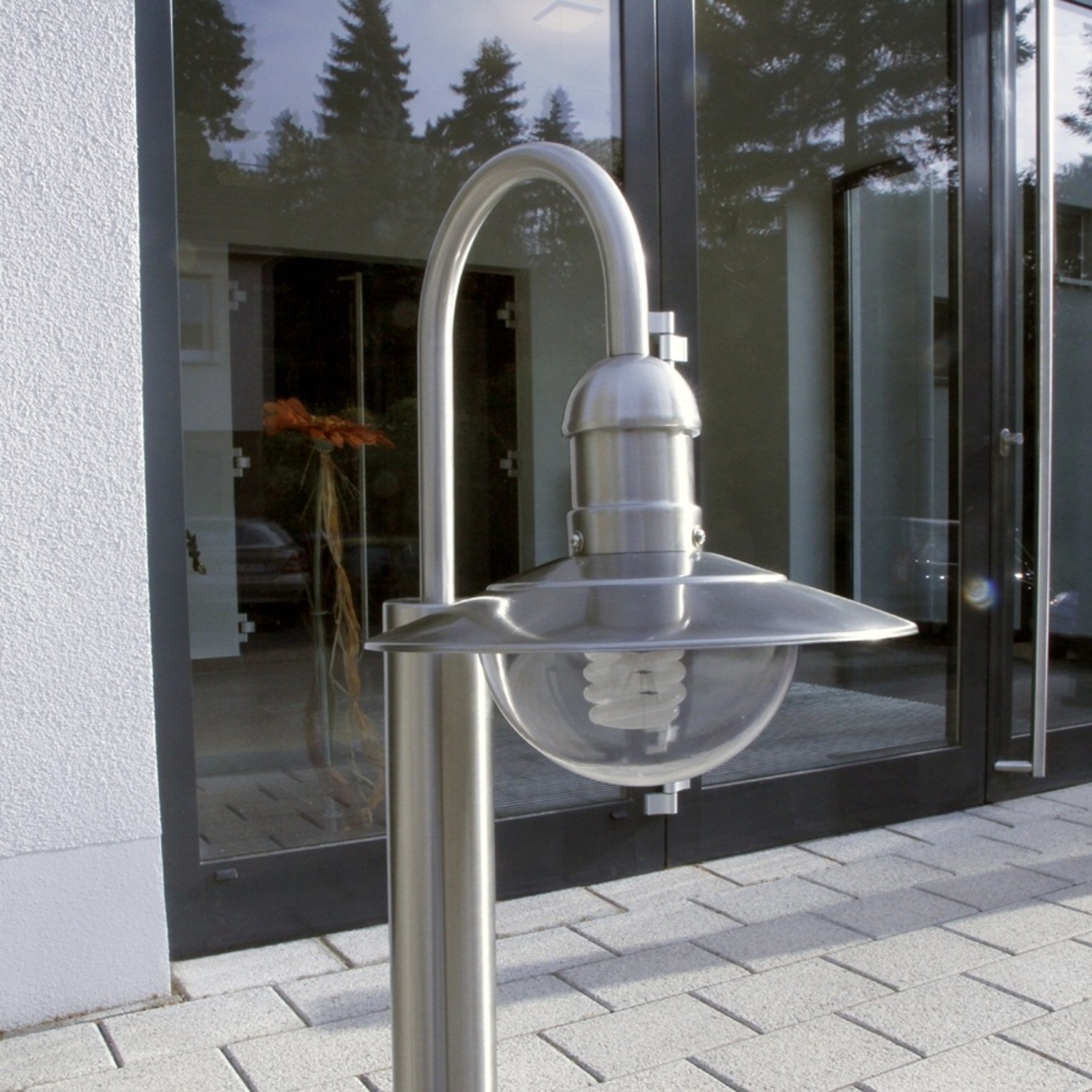 Damion Curved Stainless Steel Path Lamp