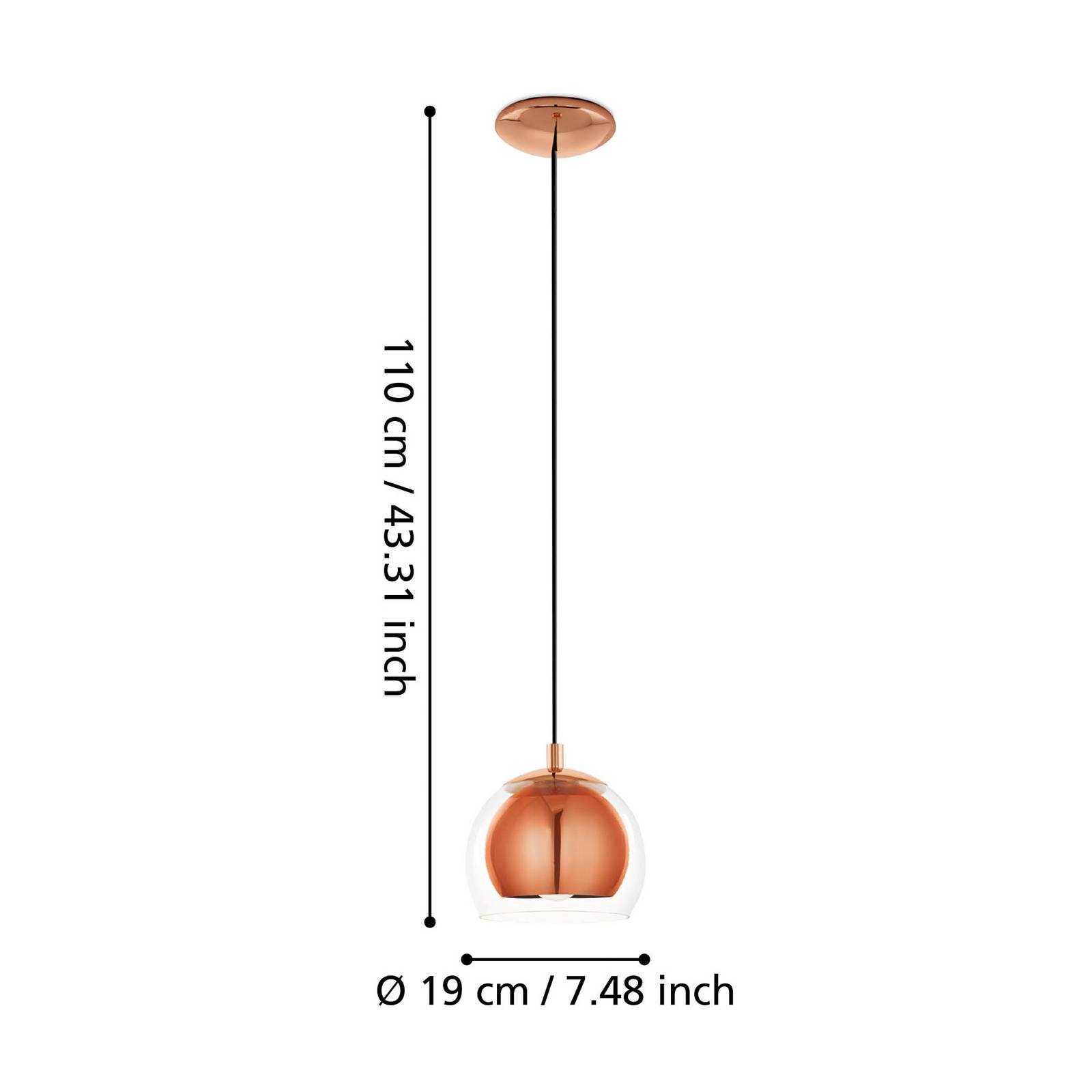  Eglo Eglo Rocamar Hanging Light 1-bulb In Copper 
