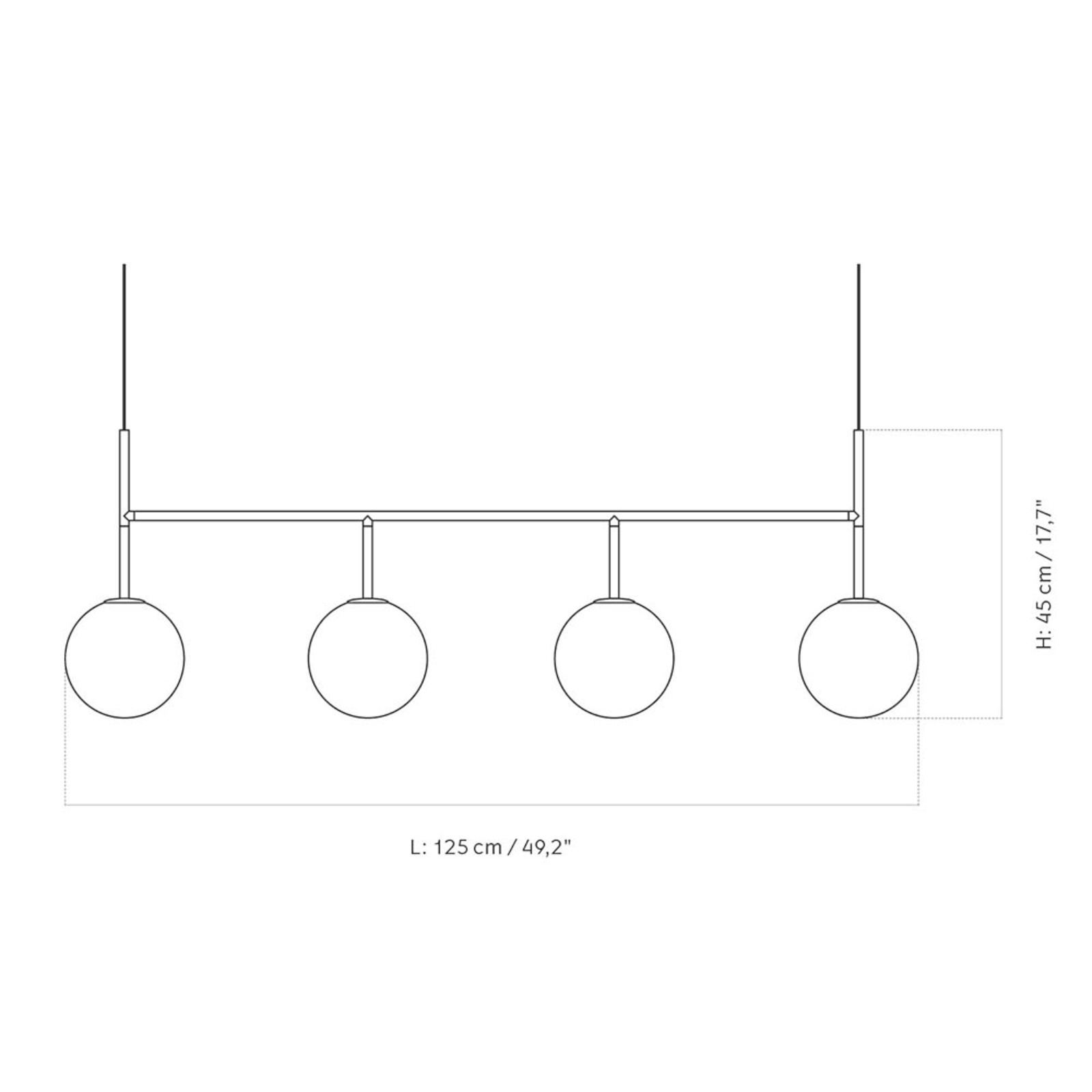 Menu TR Bulb LED pendant 4-bulb in brass