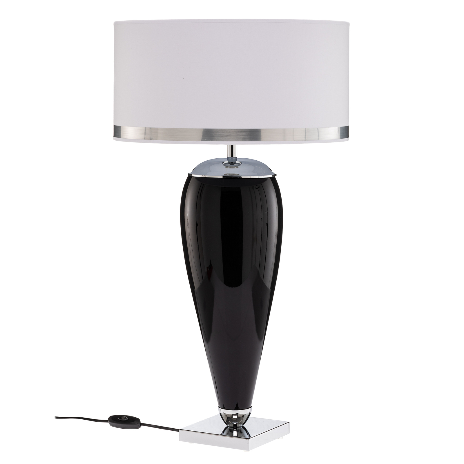 Bordlampe Lund i hvit og svart, høyde 70 cm