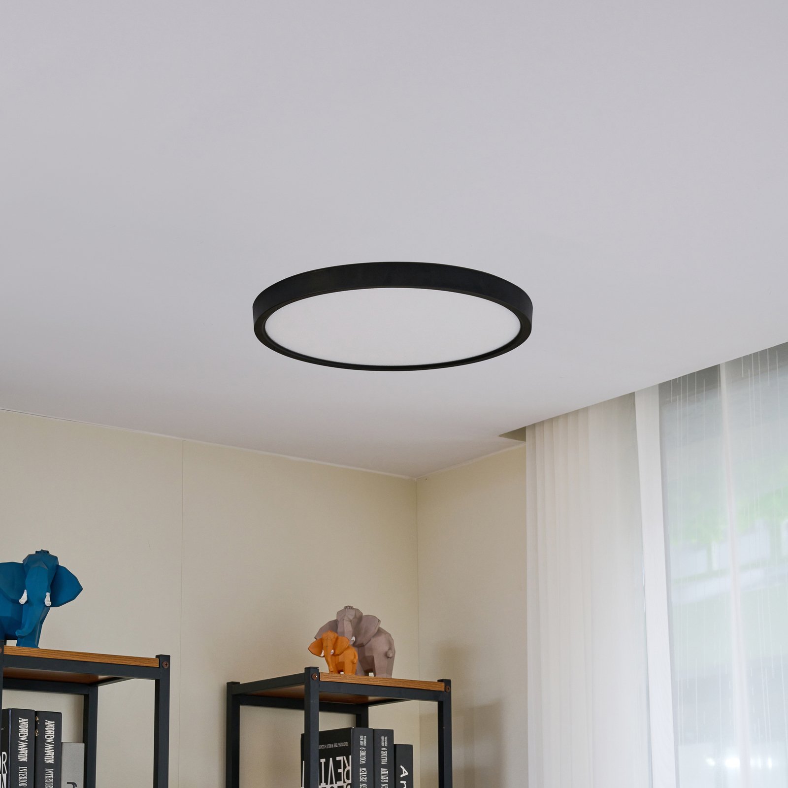 Lindby LED-Deckenleuchte Pravin, Ø 50 cm, 3.000 K, schwarz