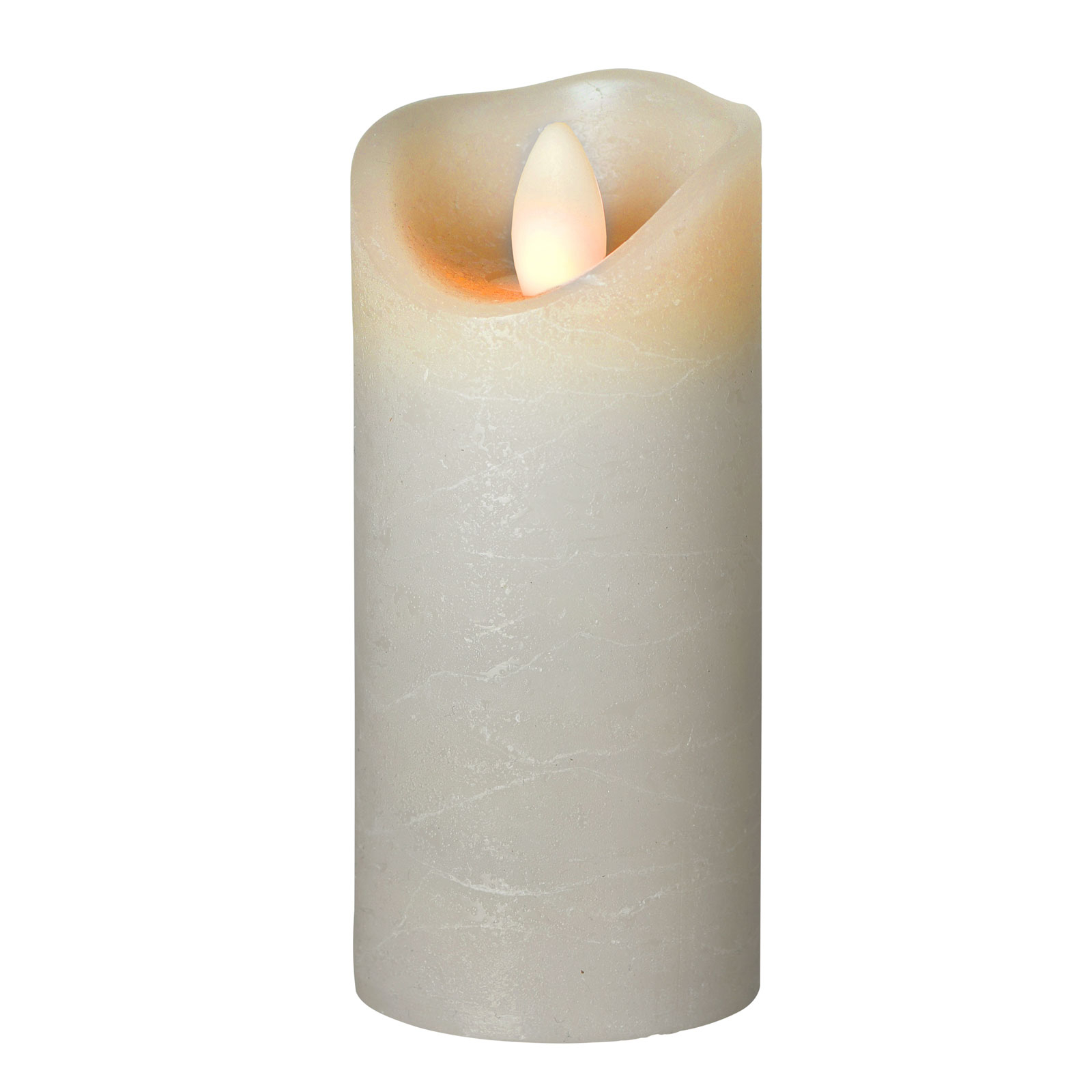 Sompex Shine LED candle, Ø 5 cm, grey, height 12.5 cm, wax, 0.06 W, H: 12.5 cm