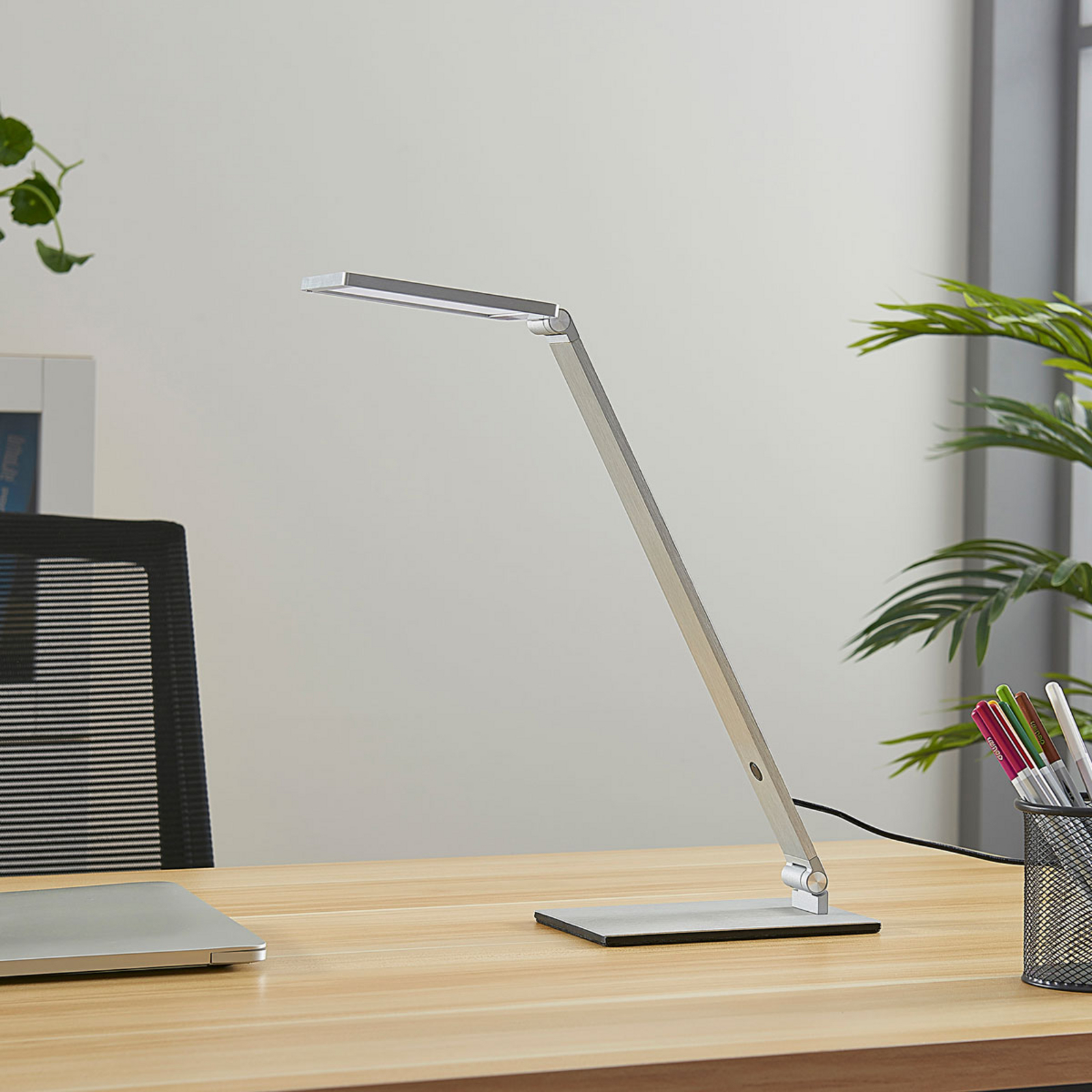 FeinTech LTL00120 – Lampada Da Scrivania A LED, Dimmerabile Con Manopola, Bianco