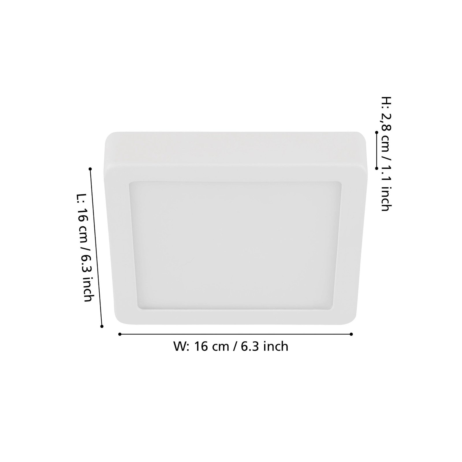 LED-panel for utenpåliggende montering Fueva 5 IP20 830 hvit 16x16 cm