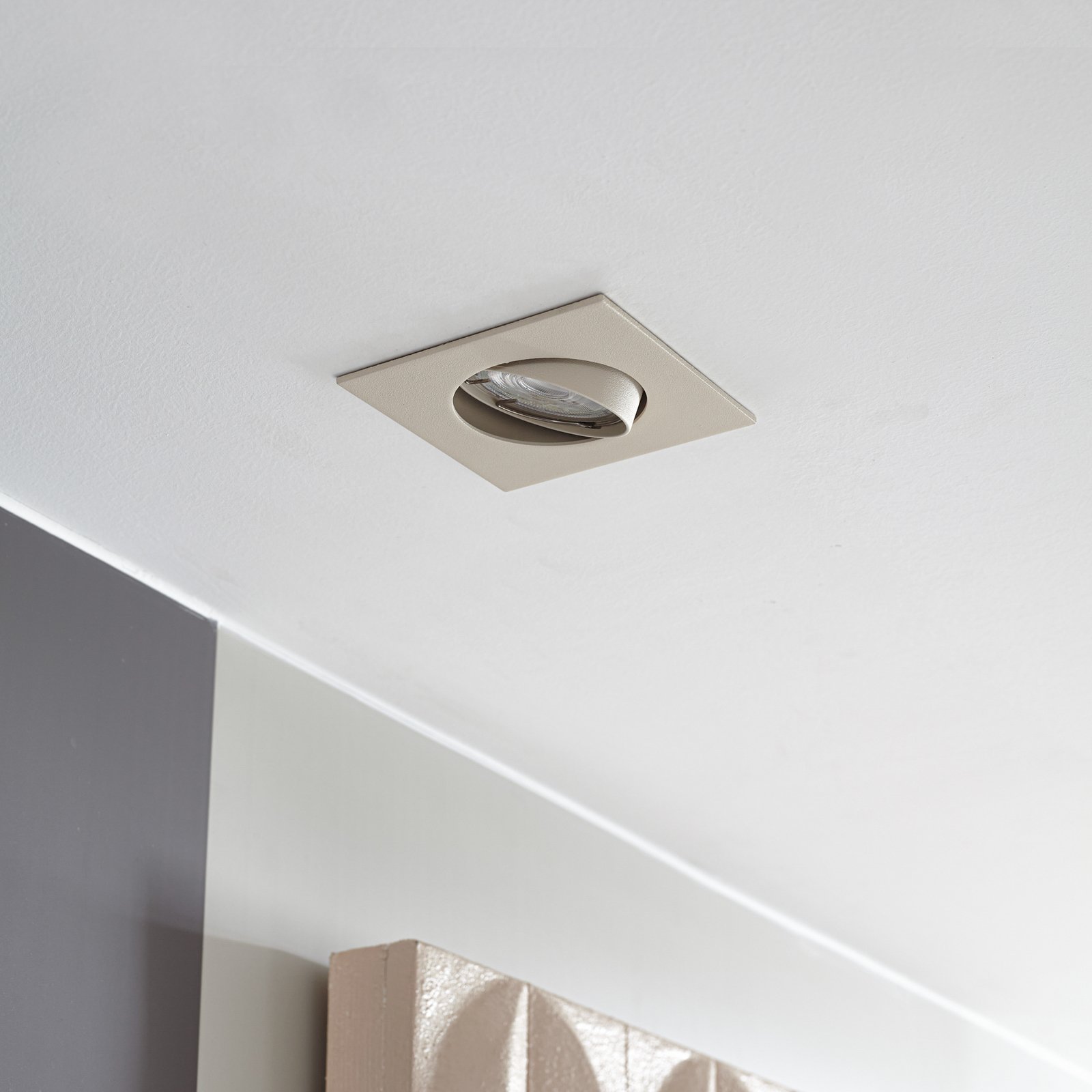 Prios Downlight Fibur, beige, 9 cm