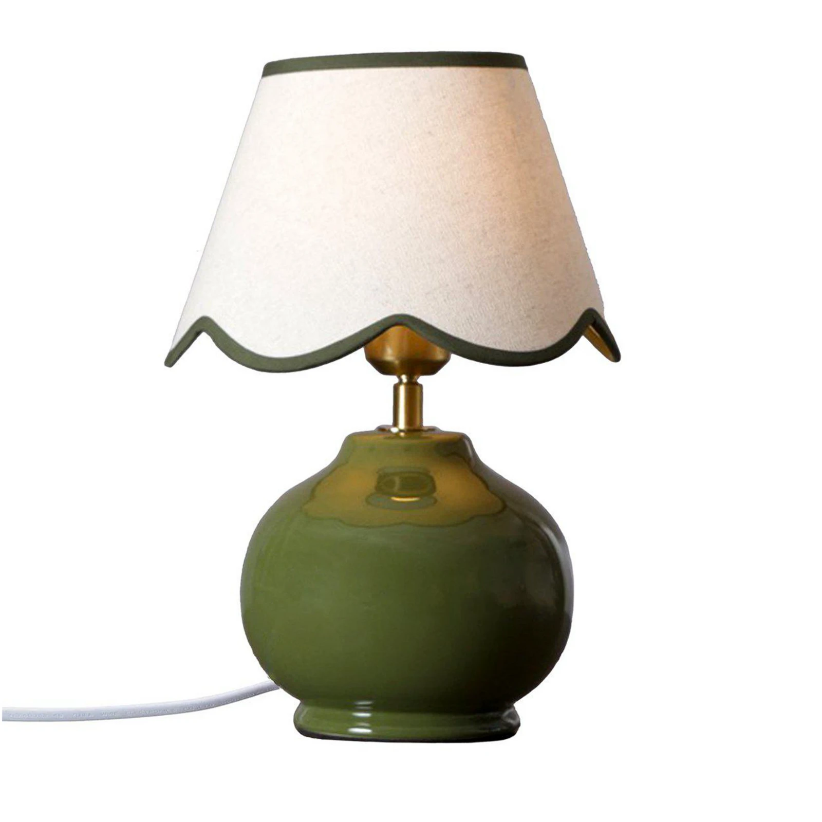 PR Home Lampada da tavolo Nell, verde muschio, ceramica, altezza 34 cm, E27