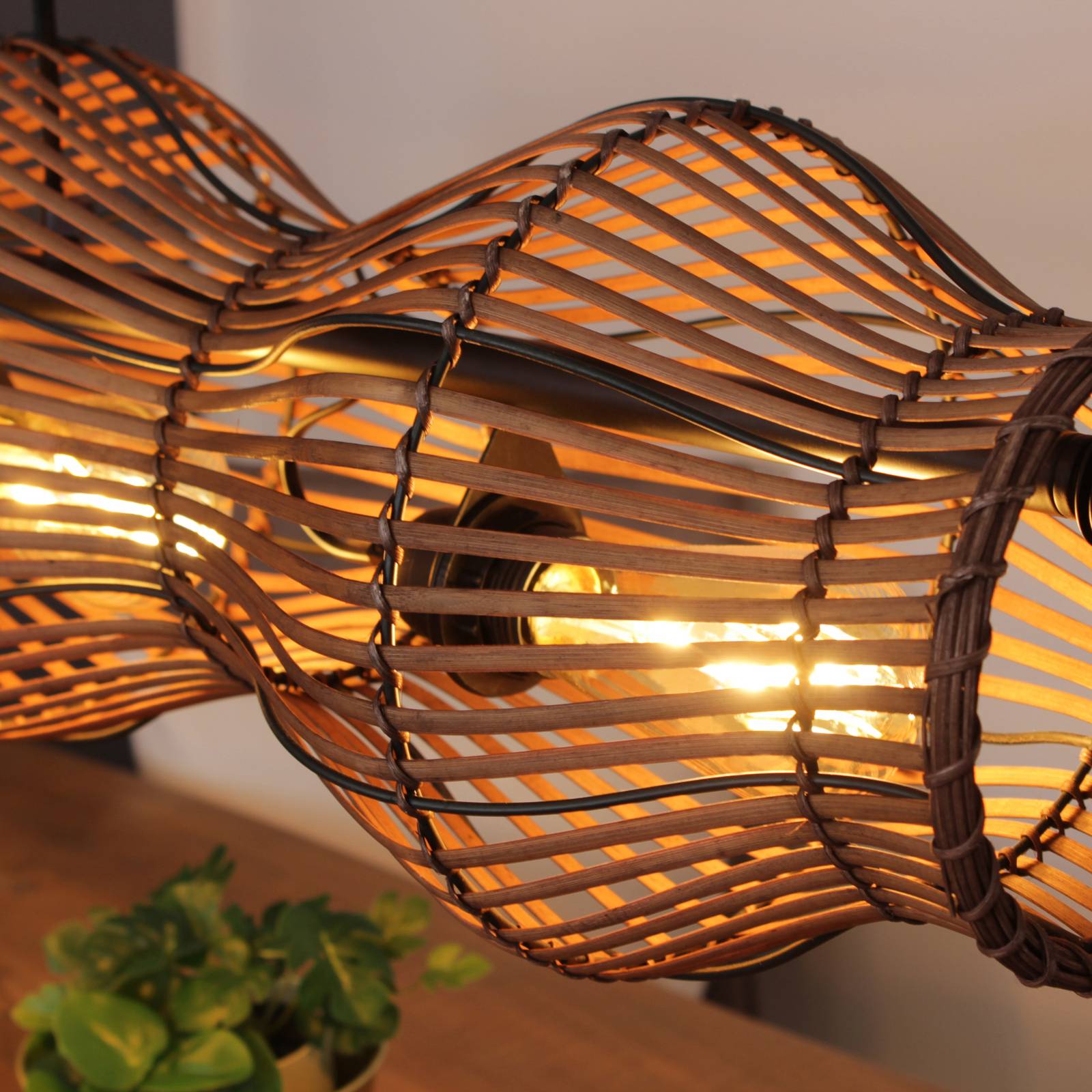 Eco-Light Suspension Bamboo, marron, à 4 lampes