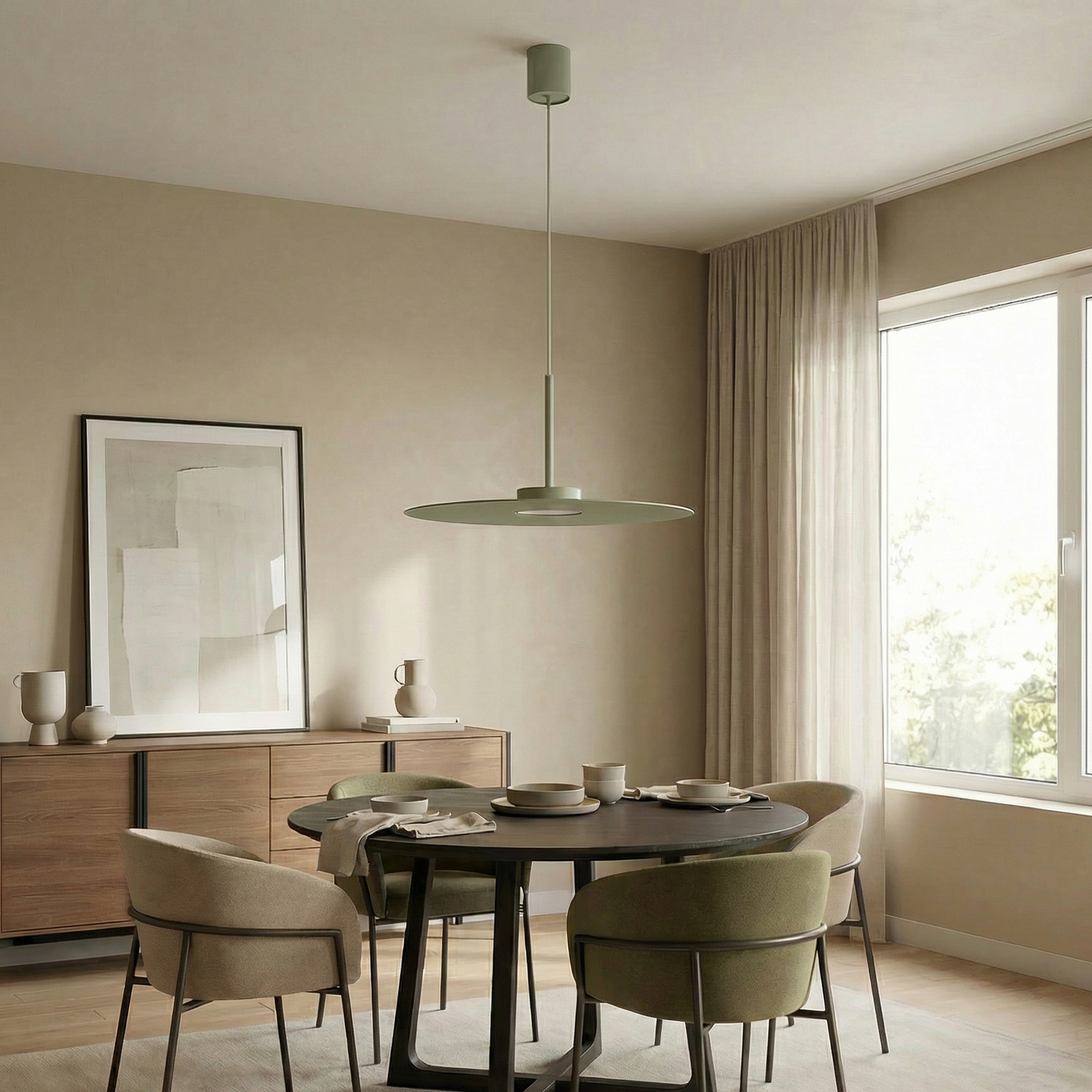 Hängeleuchte Simone, Stahl, salbeigrün, Ø 40 cm, GX53