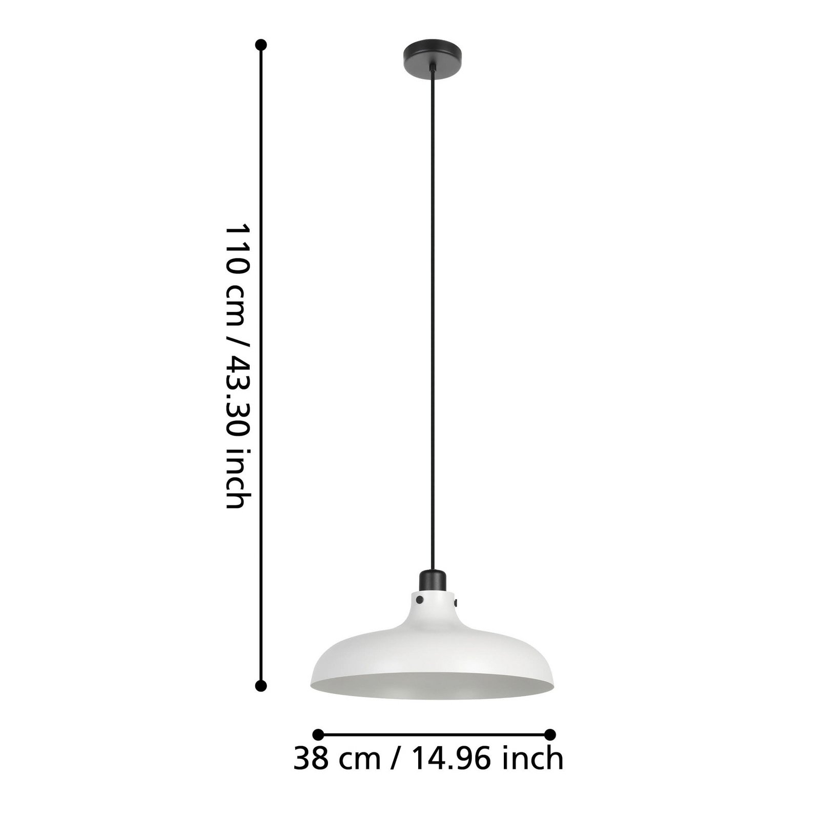 Lampada a sospensione Matlock, Ø 38 cm, grigio/nero, acciaio