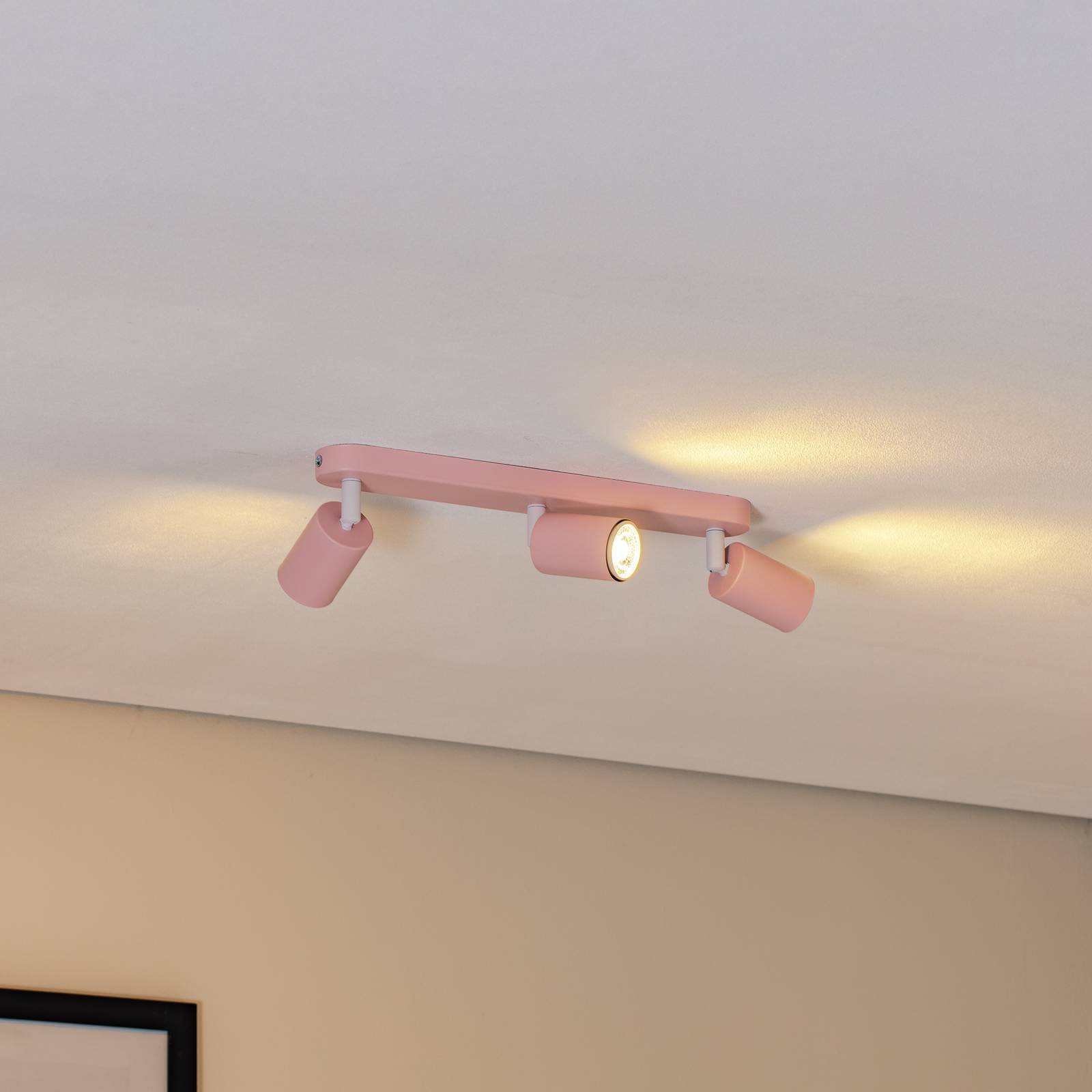 Deckenstrahler Livia, rosa, 52 cm, 3-flg., Metall, GU10 günstig online kaufen