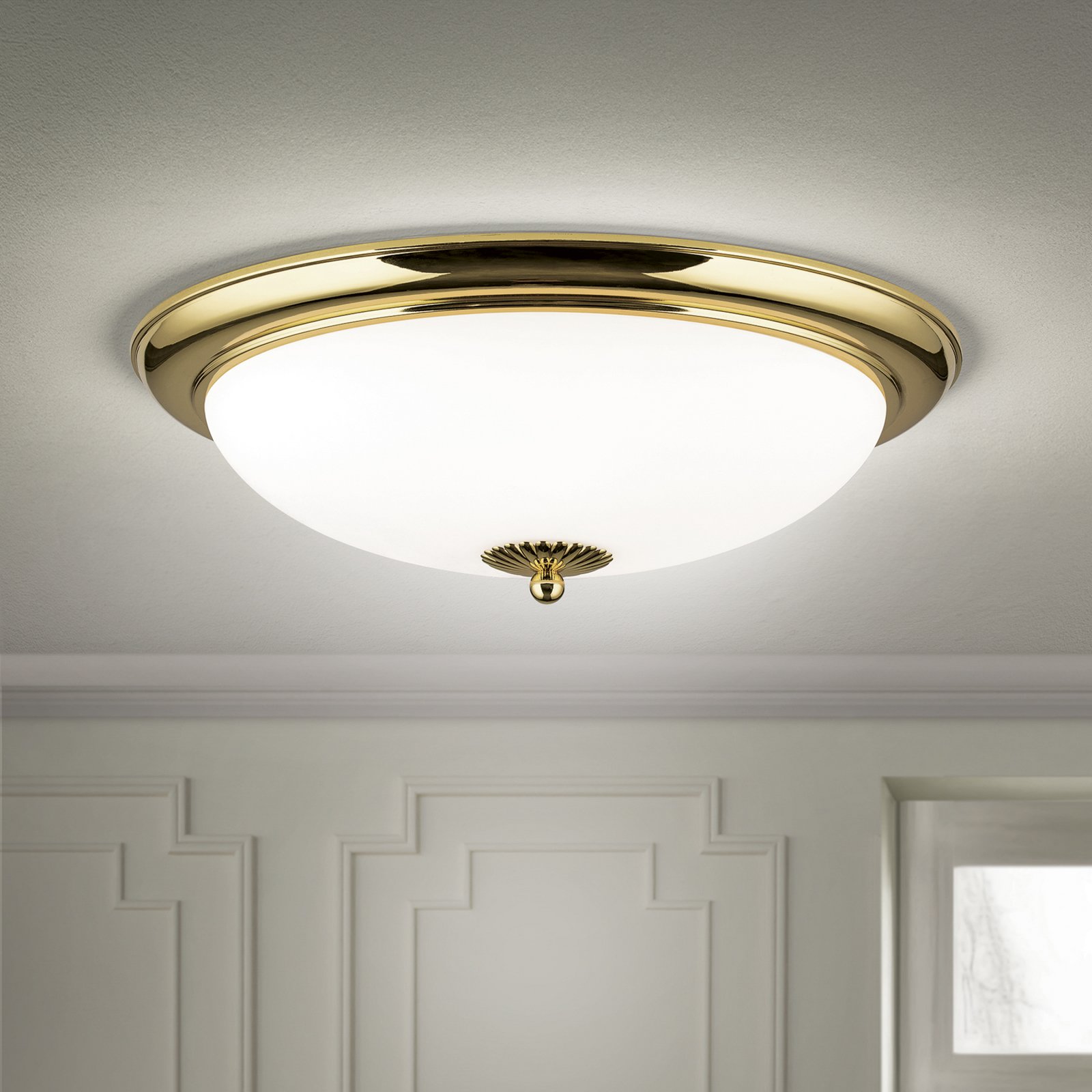 Empire ceiling light, Ø 48 cm, gold, frosted opal glass