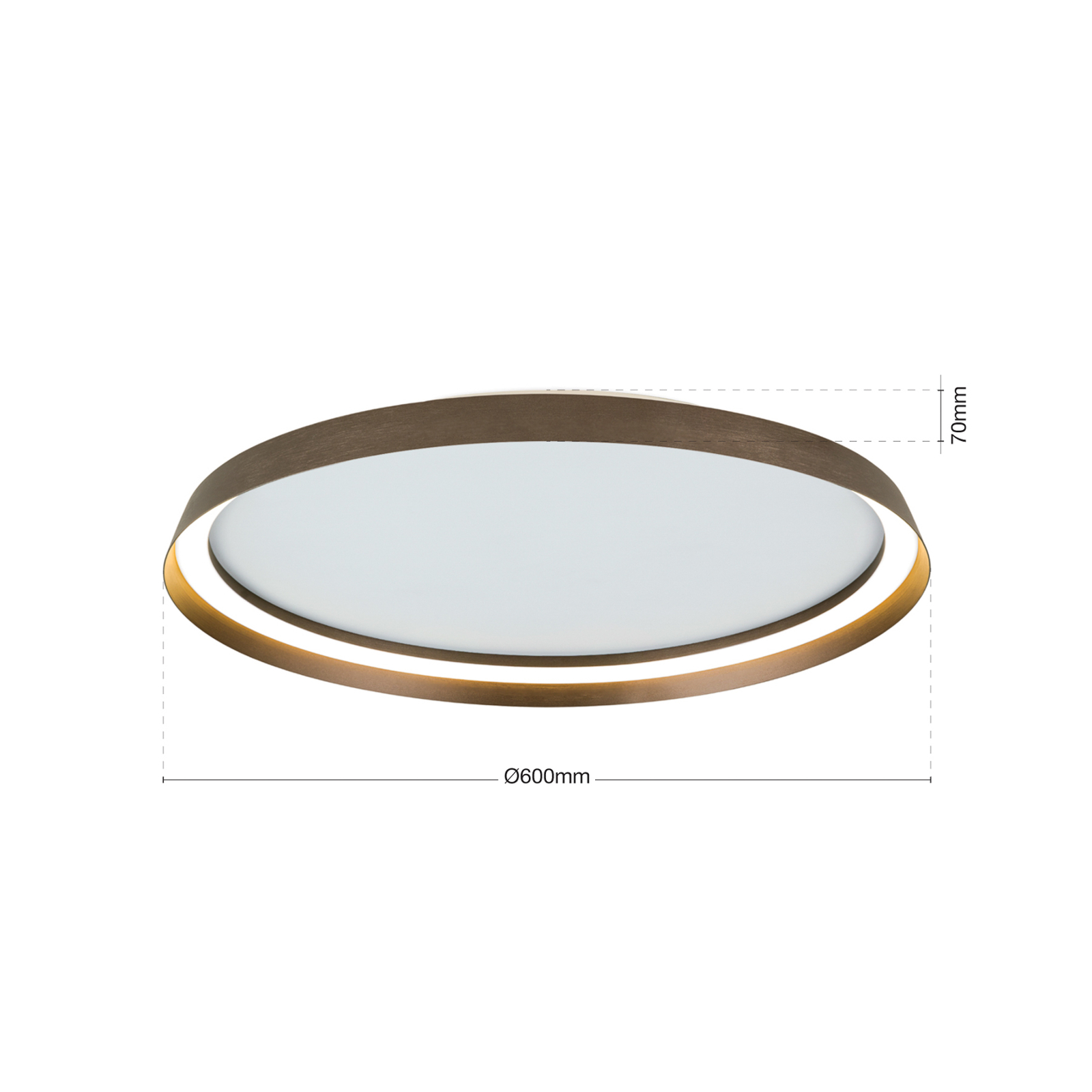 LED stropní svítidlo Manta, Ø 60 cm, hliník/bronz, hliník, nahoru/dolů