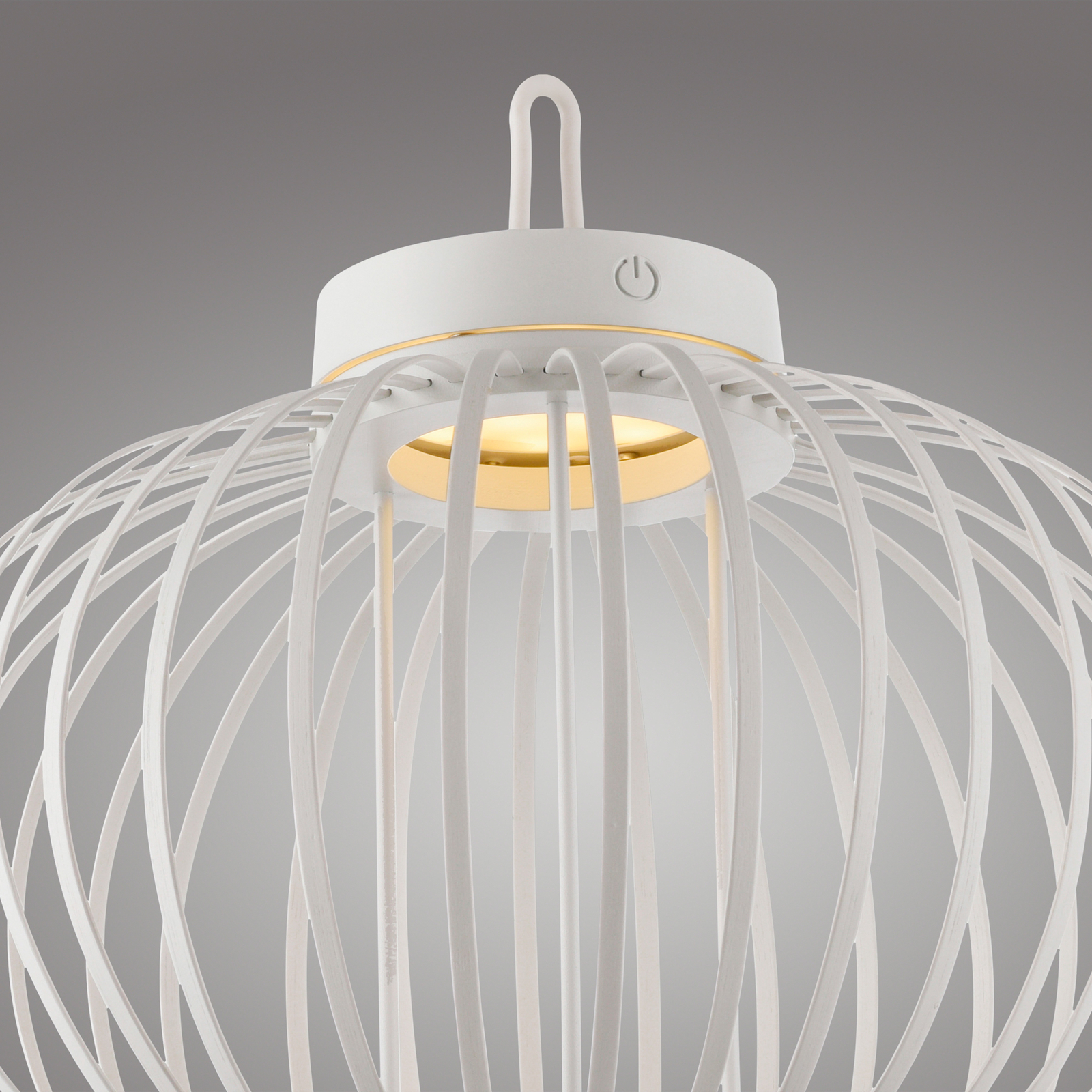 JUST LIGHT. Akuba lámpara de mesa LED recargable, blanco, 33 cm, bambú