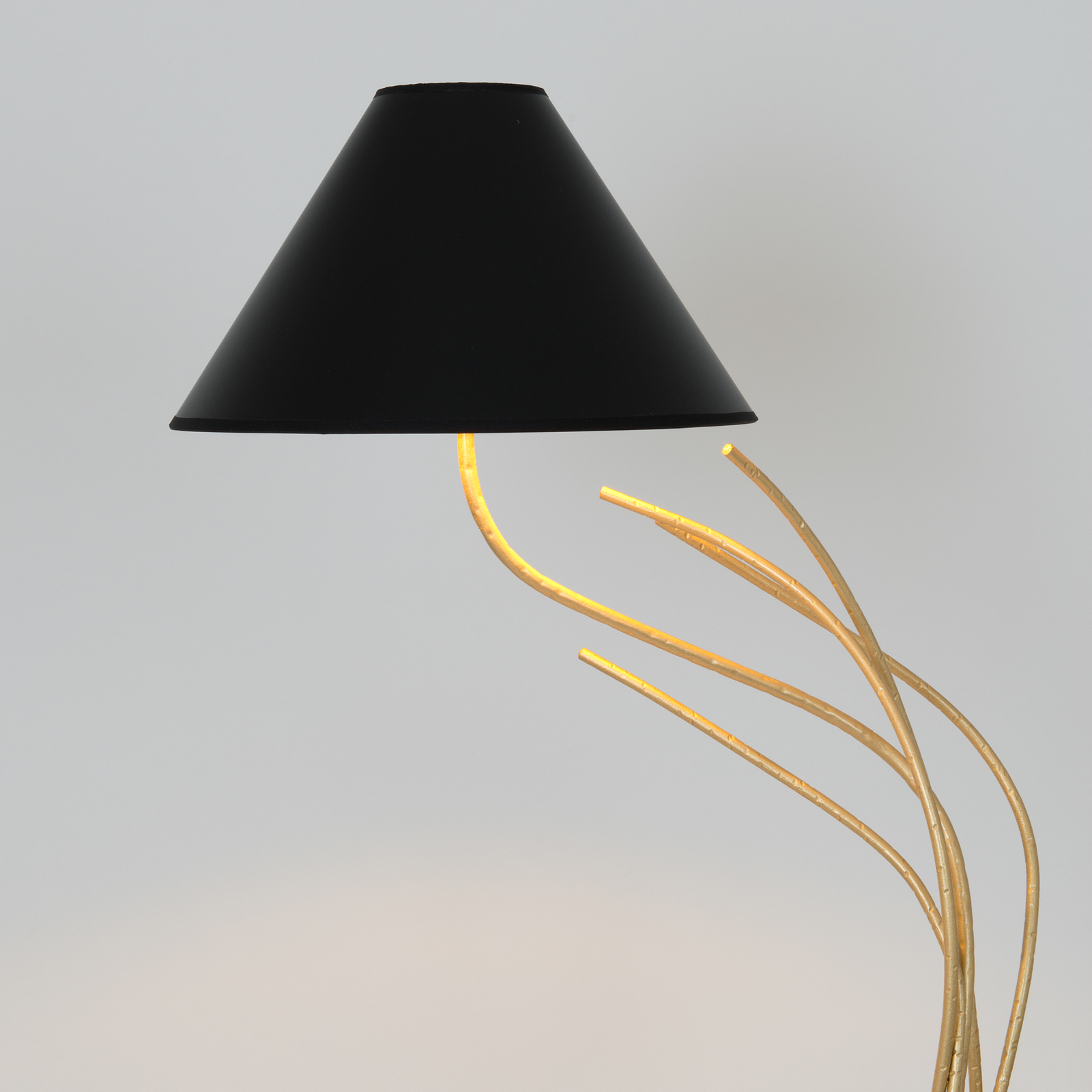 Stojací lampa Ischia, jeden zdroj, černá/zlatá