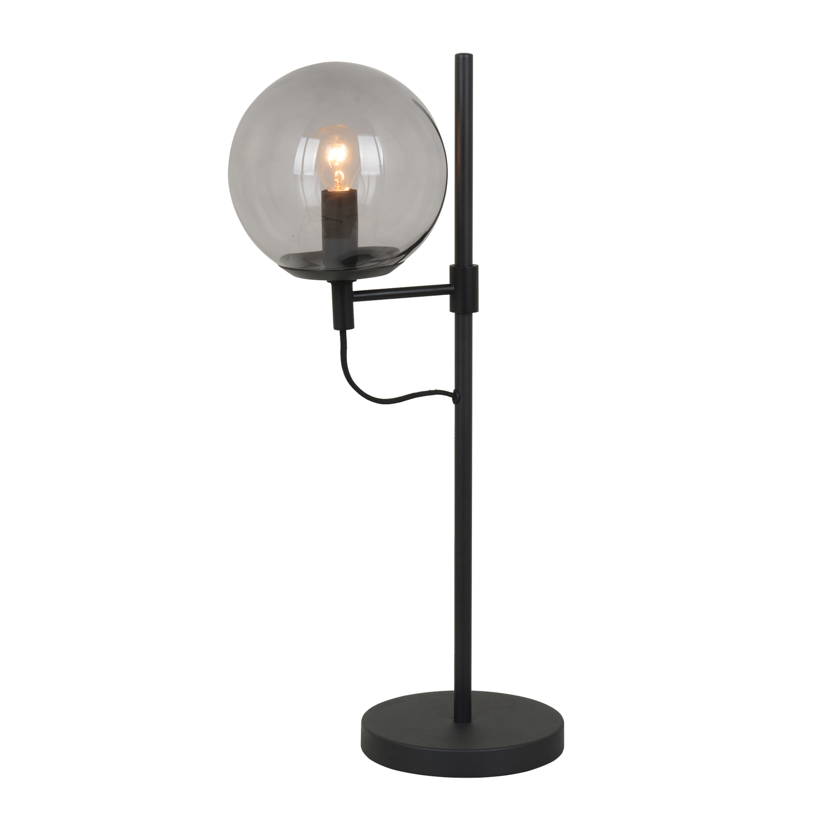 Lucande Sotiana table lamp, glass globe, black