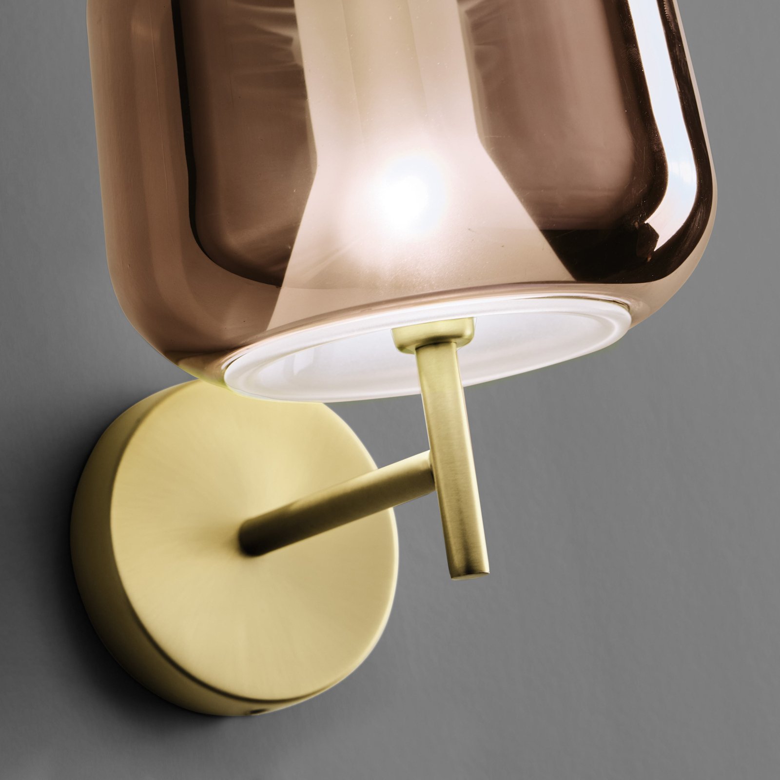 Wall lamp X-Ray, copper/gold-coloured, height 27.5 cm, glass