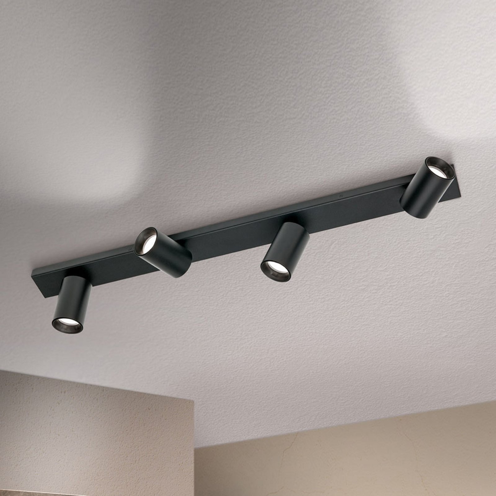 Foco de techo Sean, 4 luces, negro