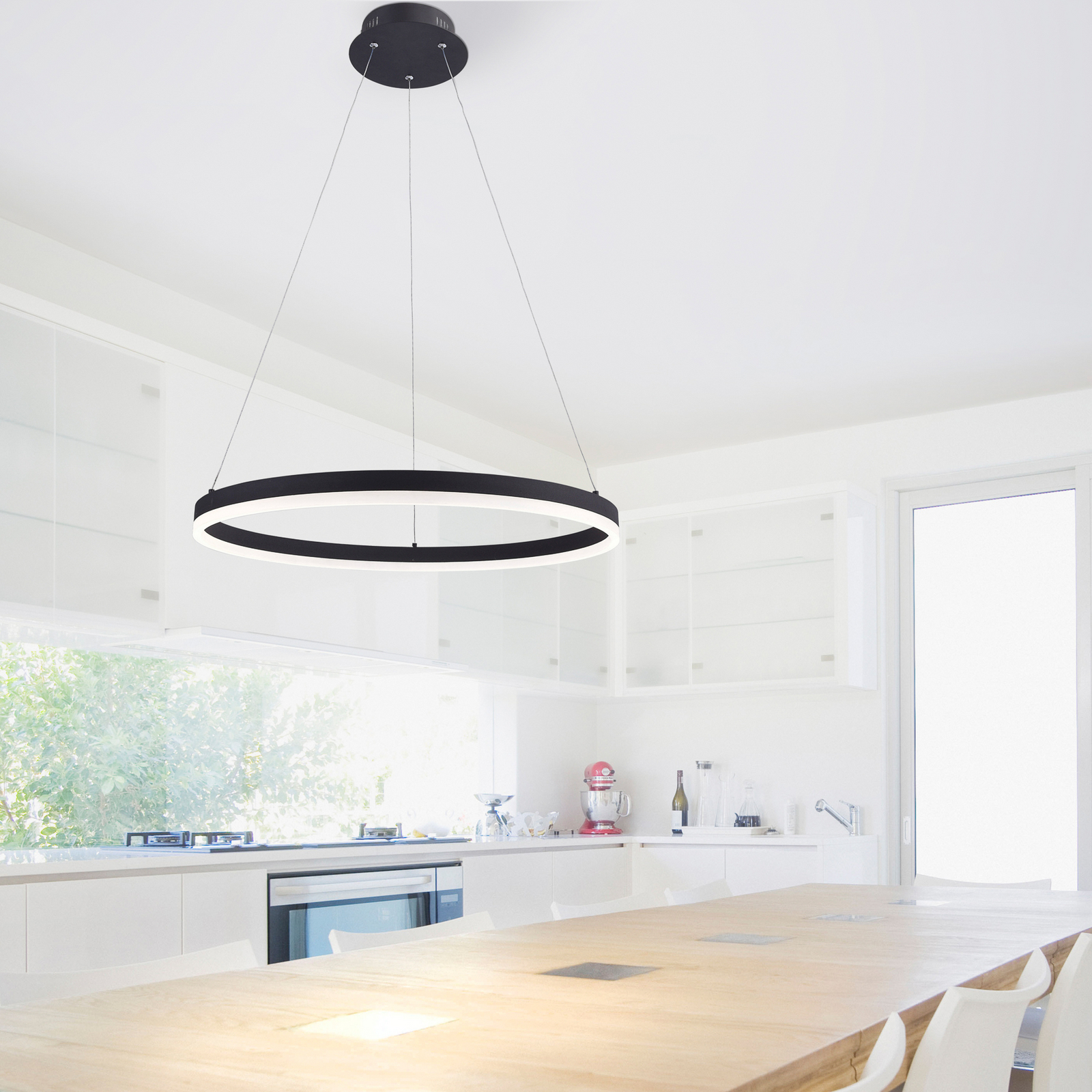 LED pakabinamas šviestuvas „TITUS“, antracito spalvos, Ø 60 cm, metalinis, su
